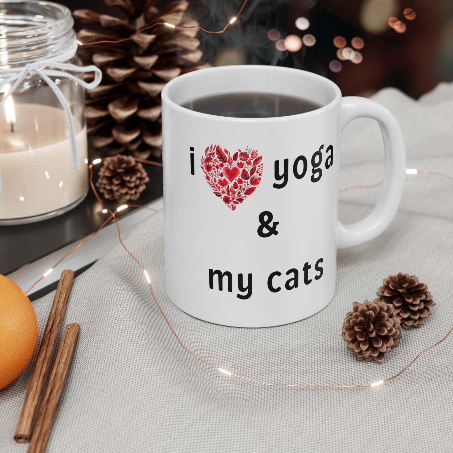 I Love Yoga & My Cats Mug - Cute Coffee Cup I Gift for Yoga Enthusiasts I Cat Lovers I Home & Office Decor I Inspirational Drinkware