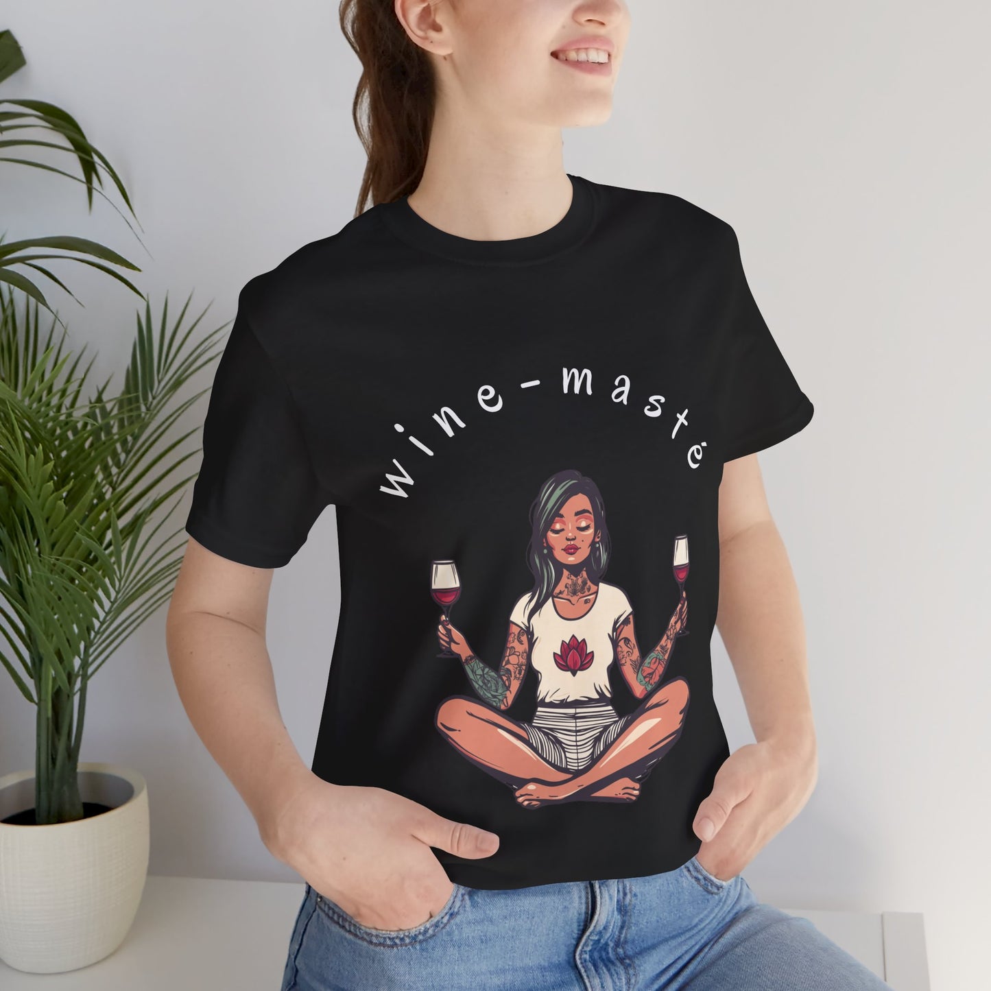 Wine-Masté - Meditation Wine Lover Tee I Unisex Relaxation T-Shirt for Yoga & Wine Enthusiasts I Fun Gift for Wine Tasting I Self-Care Clothing
