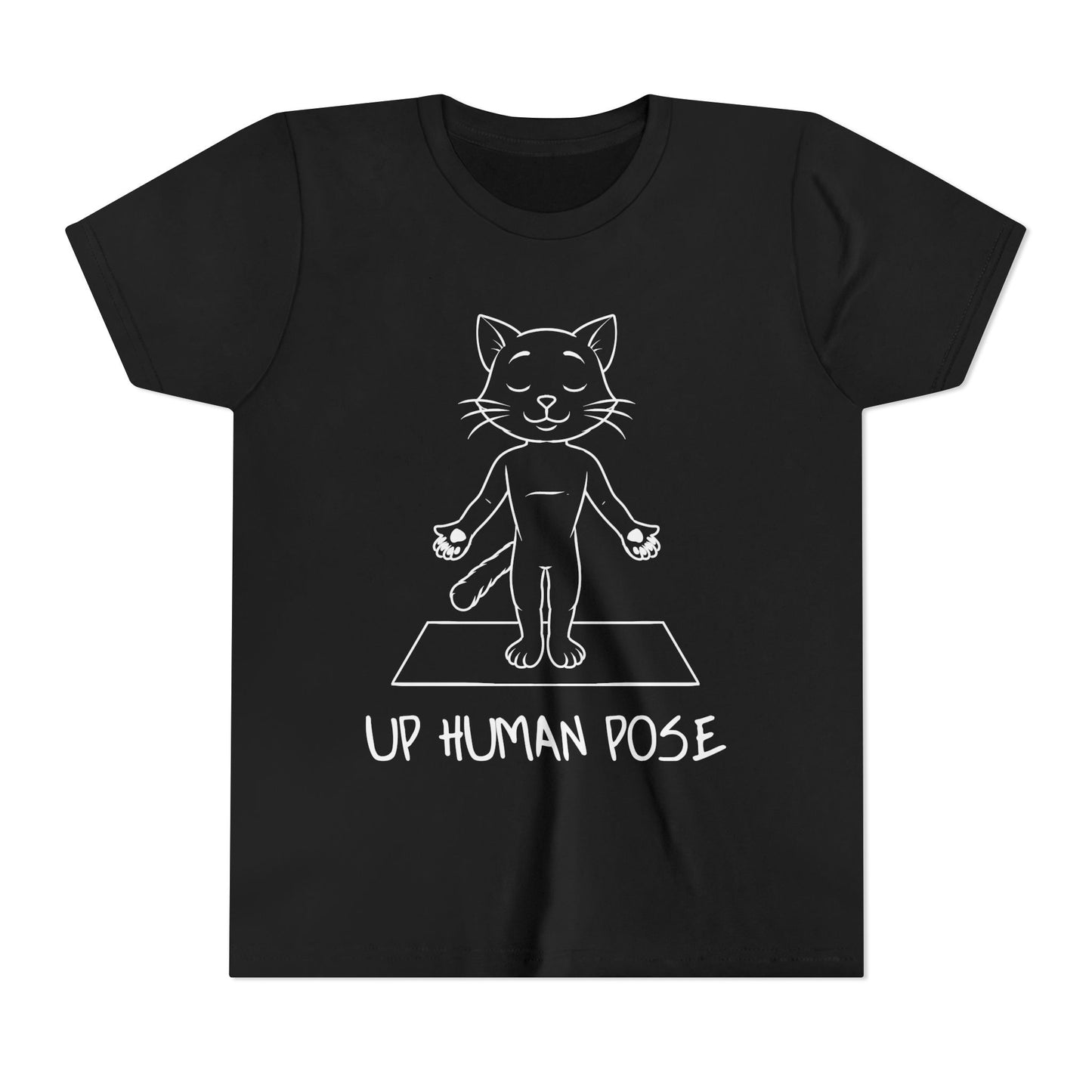 Cute Up Human Pose Design - Youth Yoga Cat Tee I Kids Yoga T-Shirt I Gift for Pet Lovers I Fun Animal Tee I Kids Activewear