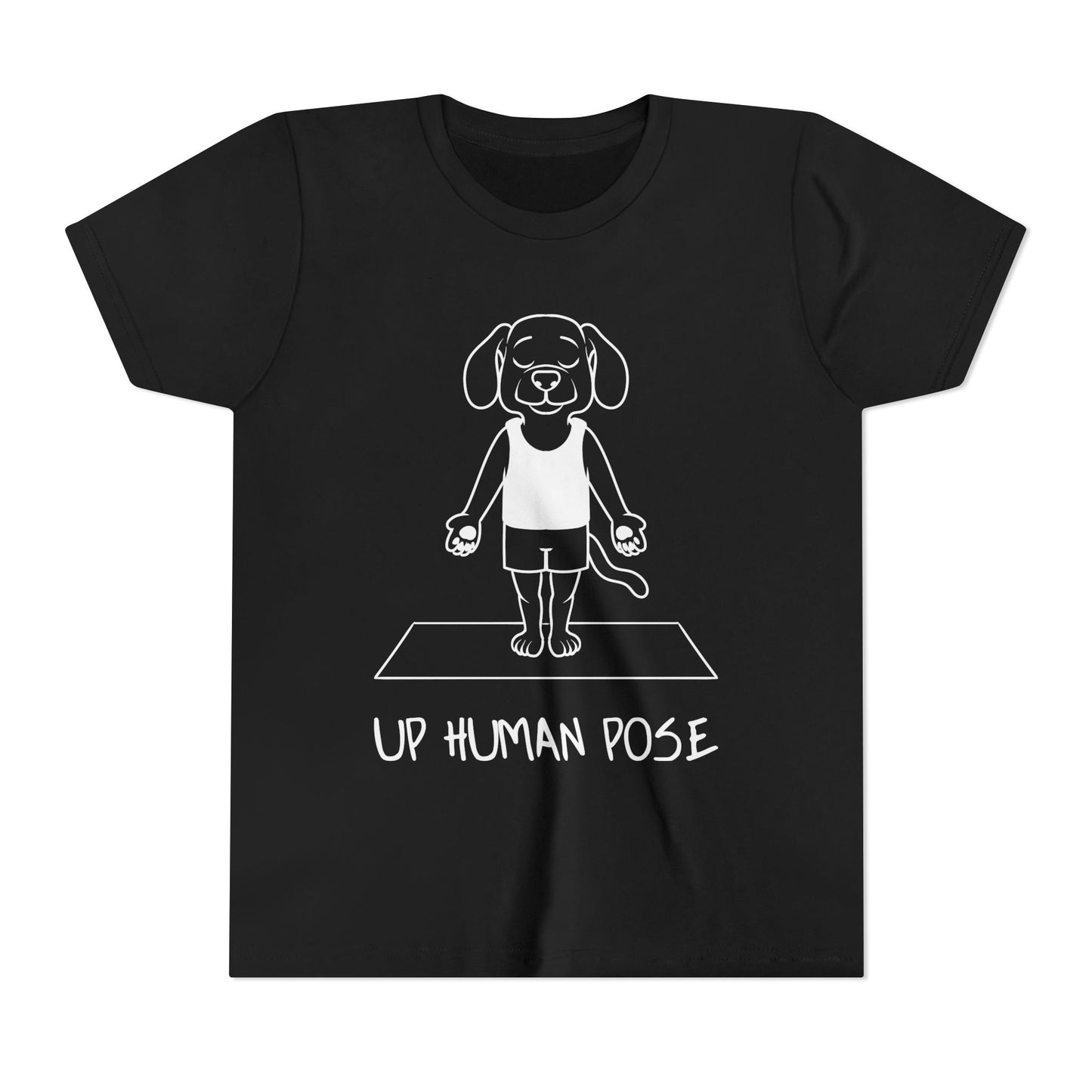 Cute Up Human Pose Design - Youth Yoga Dog Tee I Kids Yoga T-Shirt I Gift for Pet Lovers I Fun Animal Tee I Kids Activewear