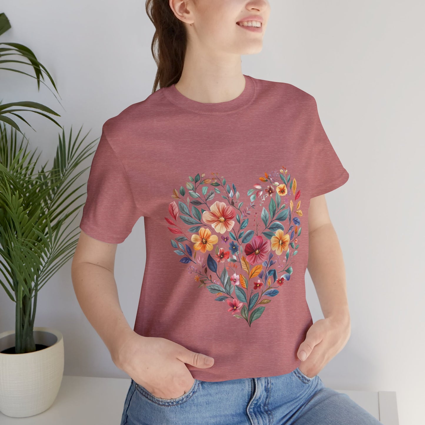 Floral Heart Mandala - Unisex Yoga Tee I Mindfulness T-Shirt for Yogis I Meditation Gift I Self-Care Apparel