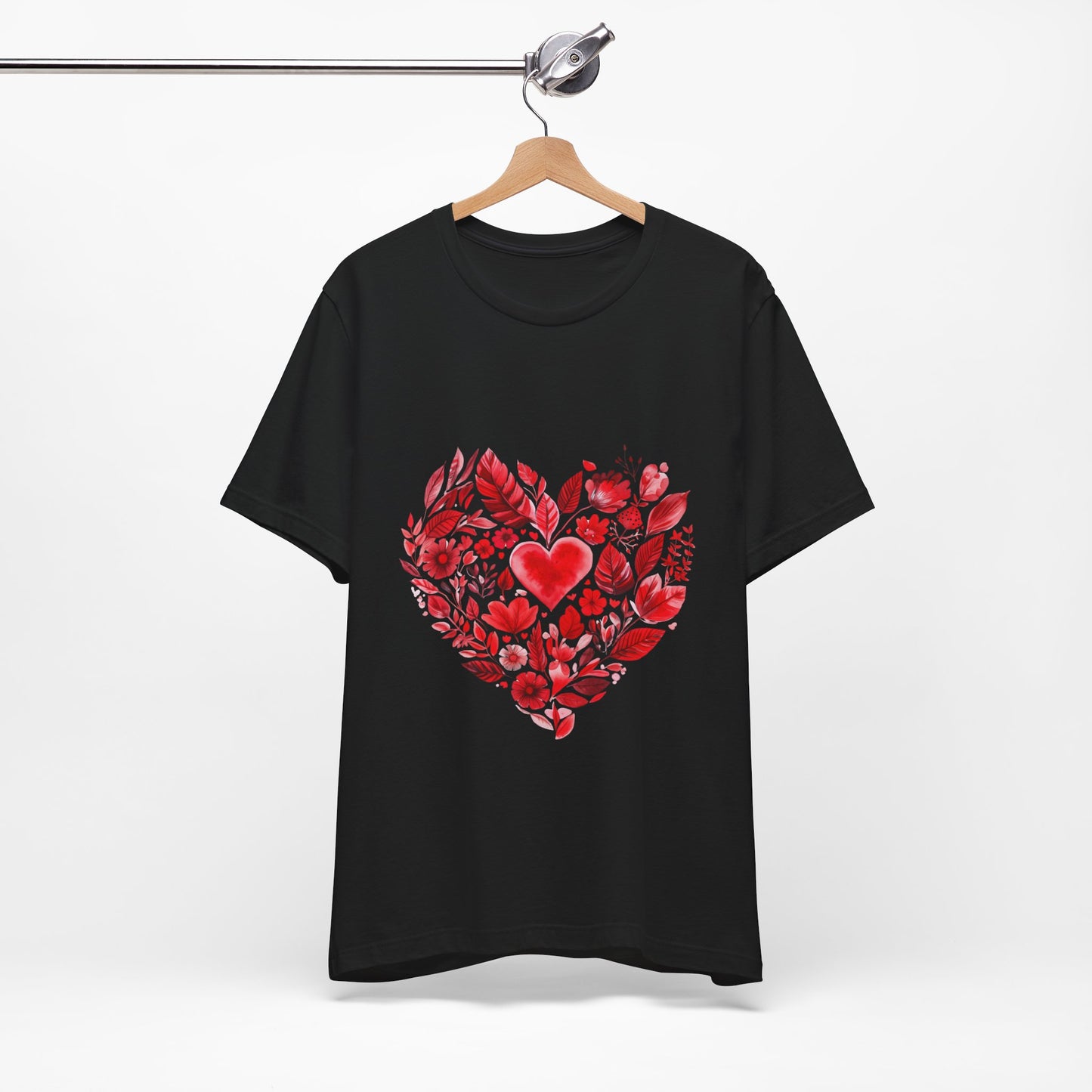 Heart Floral Unisex Yoga Tee - Perfect for Valentine’s Day I Gift for Her I Self-Care Meditation Apparel