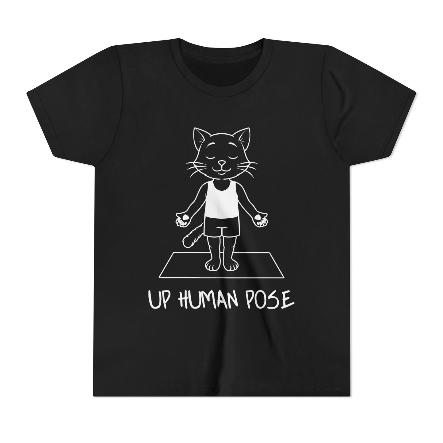 Cute Up Human Pose Design - Youth Yoga Cat Tee I Kids Yoga T-Shirt I Gift for Pet Lovers I Fun Animal Tee I Kids Activewear