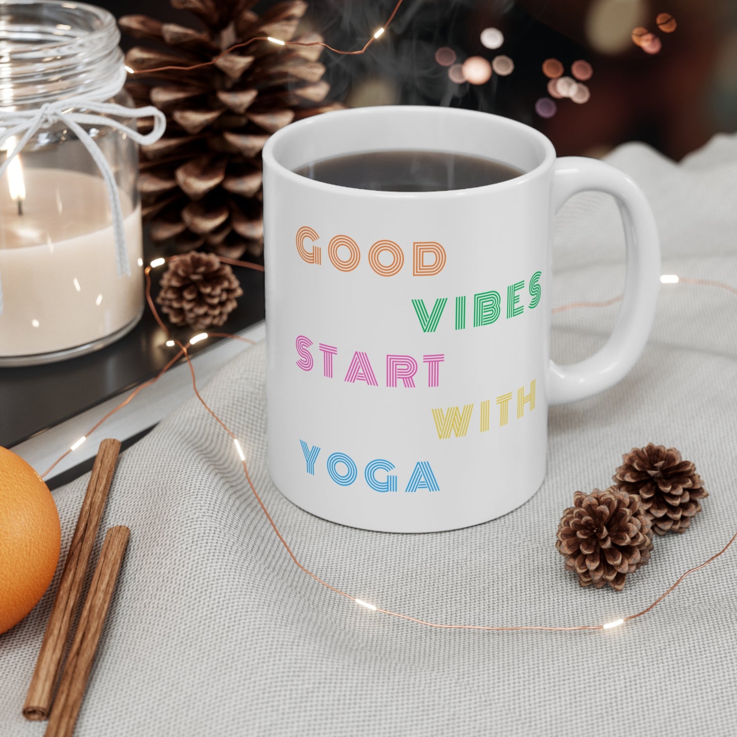 Good Vibes Yoga Mug | Inspirational Coffee Cup I Eco-Friendly Drinkware I Perfect for Yoga Lovers I Motivation Gift I Home Decor