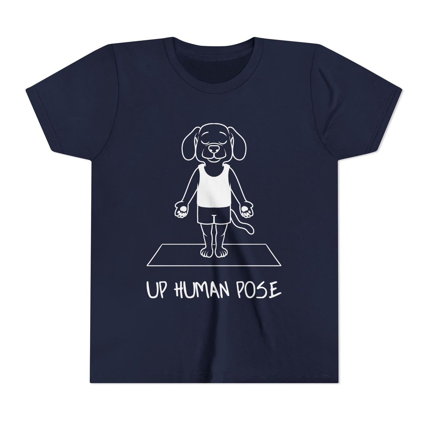 Cute Up Human Pose Design - Youth Yoga Dog Tee I Kids Yoga T-Shirt I Gift for Pet Lovers I Fun Animal Tee I Kids Activewear