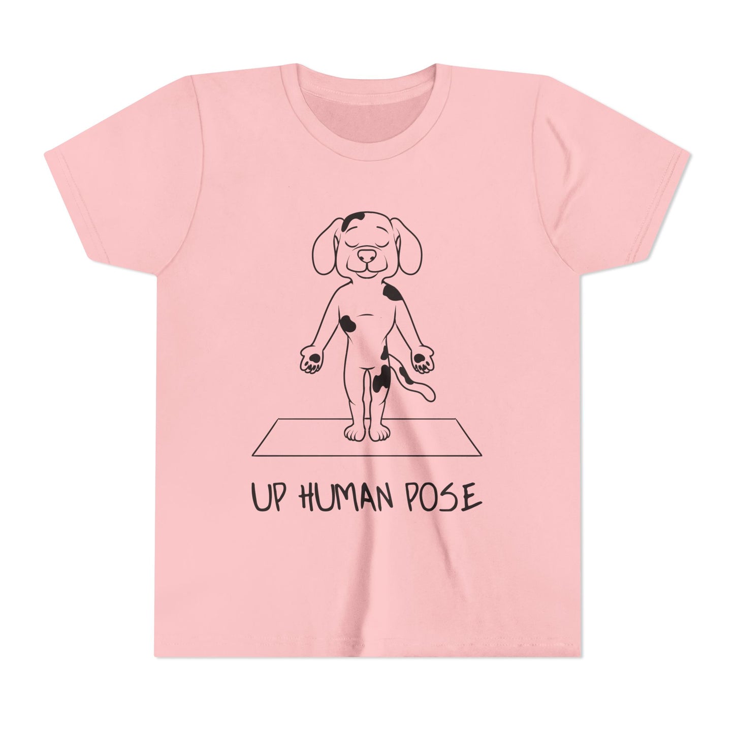 Cute Up Human Pose Design - Youth Yoga Dog Tee I Kids Yoga T-Shirt I Gift for Pet Lovers I Fun Animal Tee I Kids Activewear