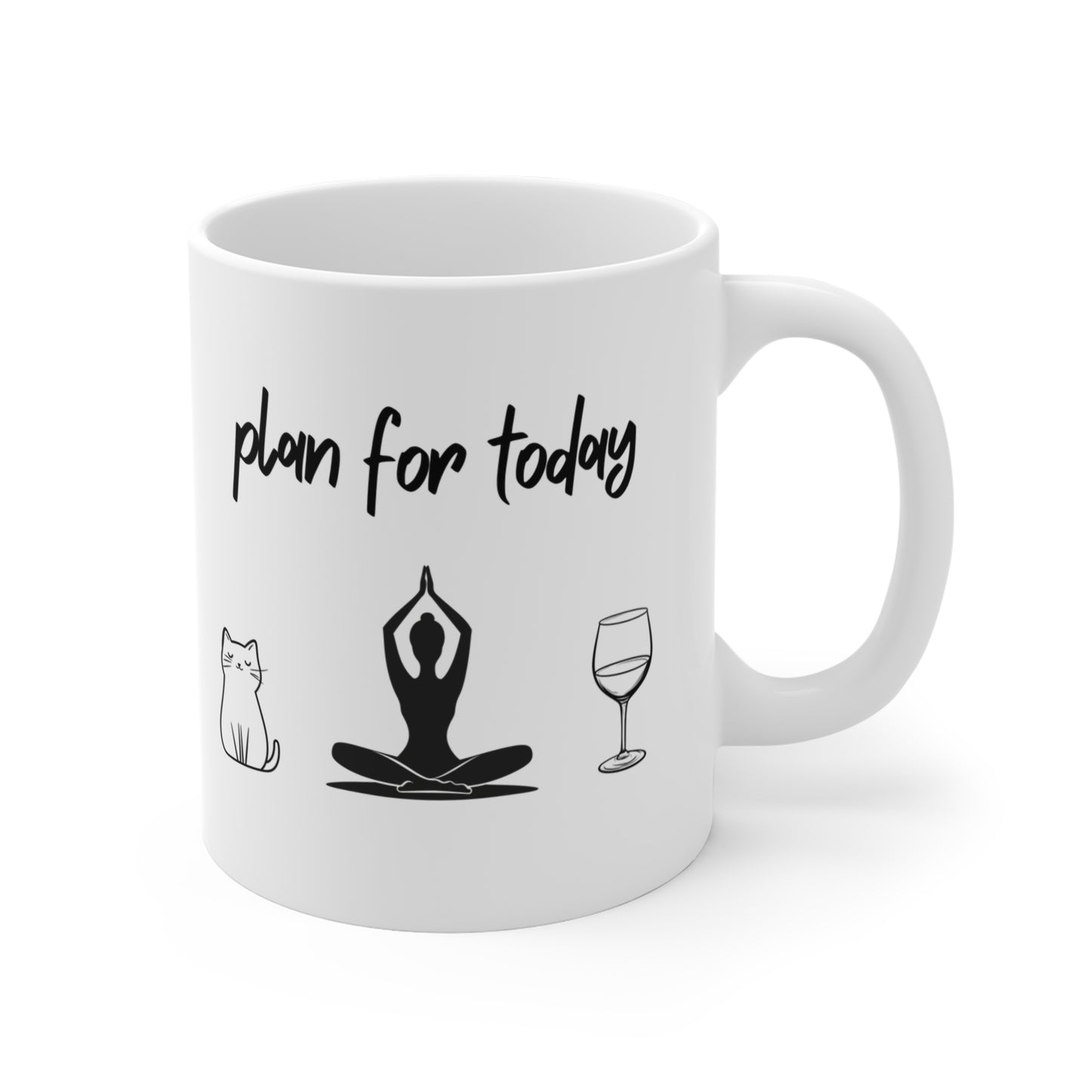 "Plan For Today" Mindful Moments Mug - Inspirational Coffee Cup for Pet Lovers I Self-Care Gift for Cats' Owners I Yoga & Wine Lovers I Start Your Day Right