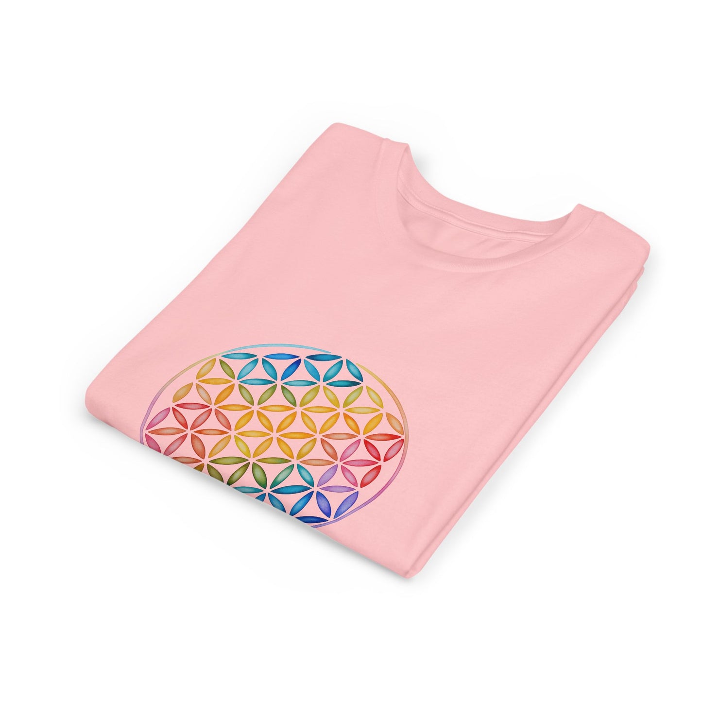 Flower Of Life Youth Yoga Tee - Colorful Flower of Life Design I Kids Art T-Shirt I Summer Fun for Young Yogis I Gift for Birthdays I Spiritual Vibes Tee
