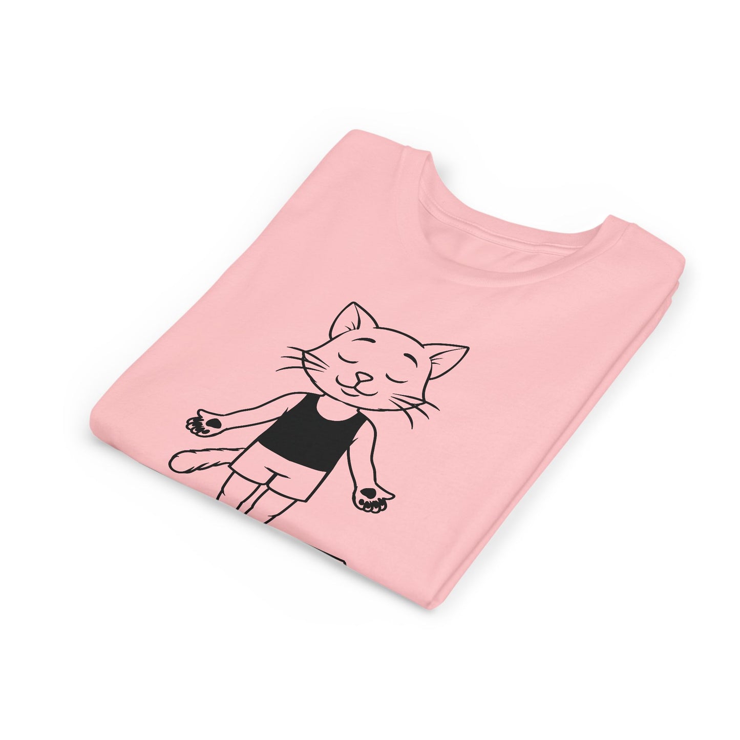 Cute Up Human Pose Design - Youth Yoga Cat Tee I Kids Yoga T-Shirt I Gift for Pet Lovers I Fun Animal Tee I Kids Activewear
