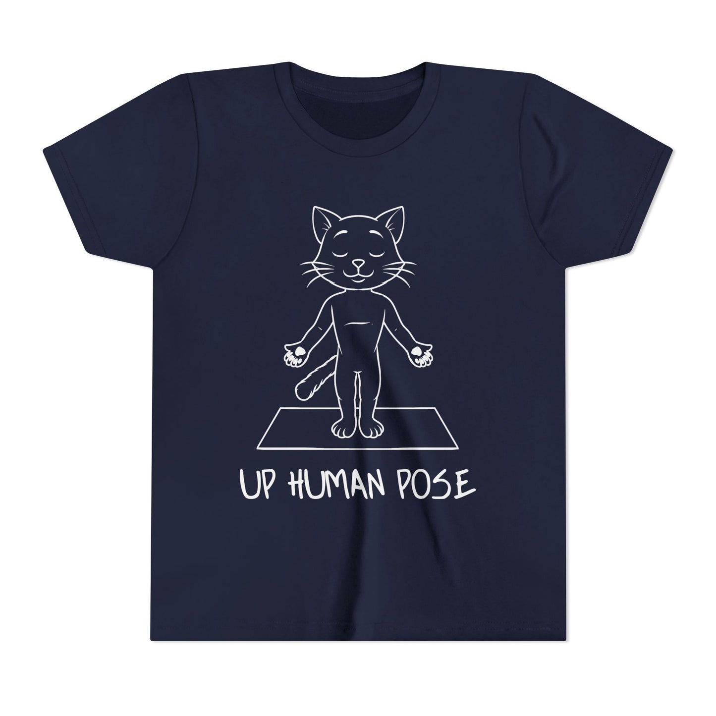 Cute Up Human Pose Design - Youth Yoga Cat Tee I Kids Yoga T-Shirt I Gift for Pet Lovers I Fun Animal Tee I Kids Activewear