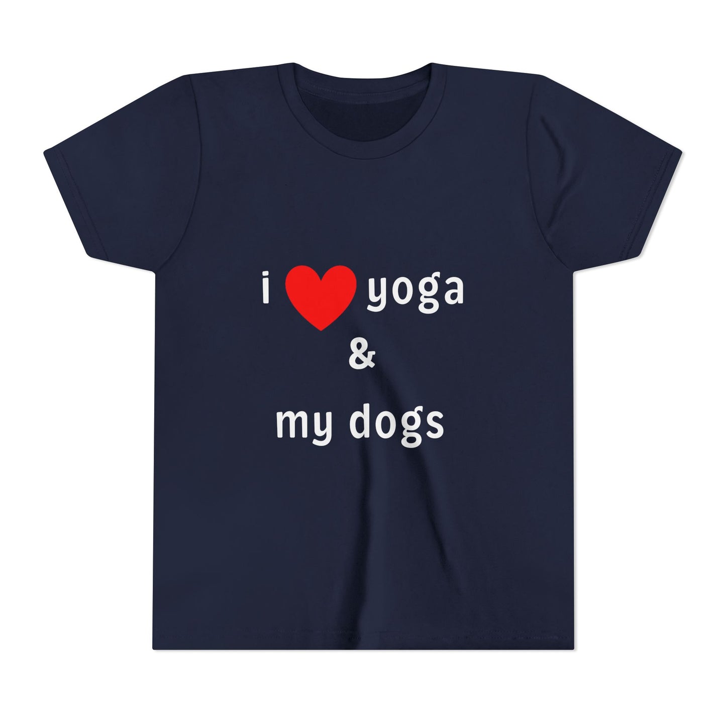 I Love Yoga & My Dogs Youth Yoga Tee - Funny Kids T-Shirt I Pet Lover Gift I Young Yoga Enthusiast Apparel