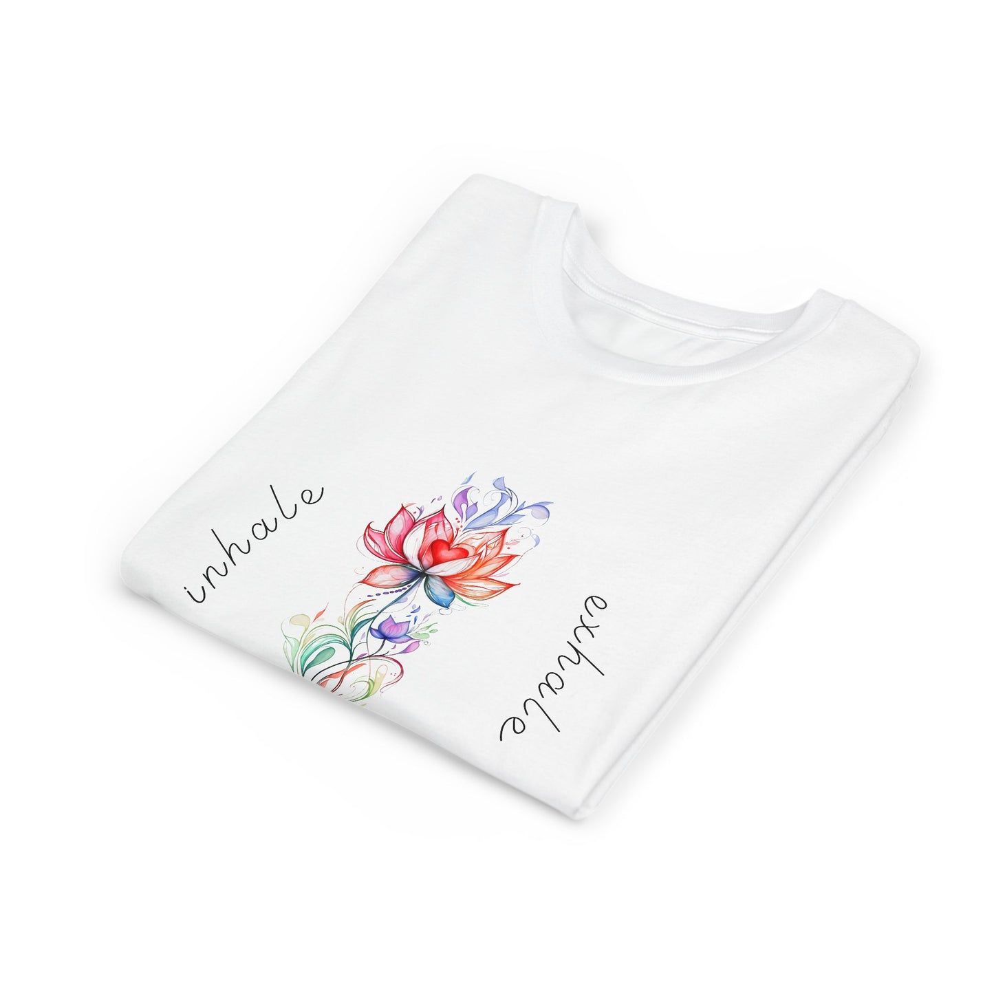 Lotus Flower Inhale Exhale Unisex Youth Yoga Tee | Yoga Inspirational T-Shirt for Kids I Youth Yoga Mindfulness Apparel