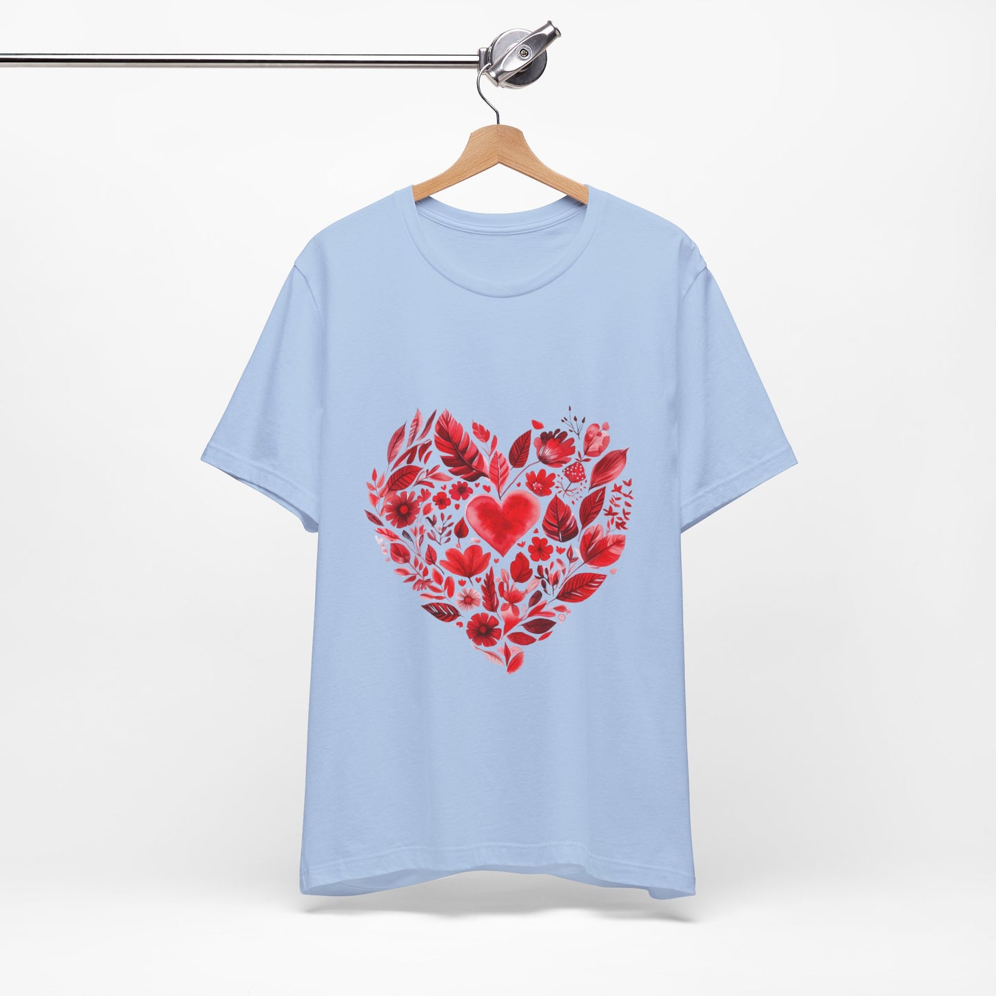 Heart Floral Unisex Yoga Tee - Perfect for Valentine’s Day I Gift for Her I Self-Care Meditation Apparel