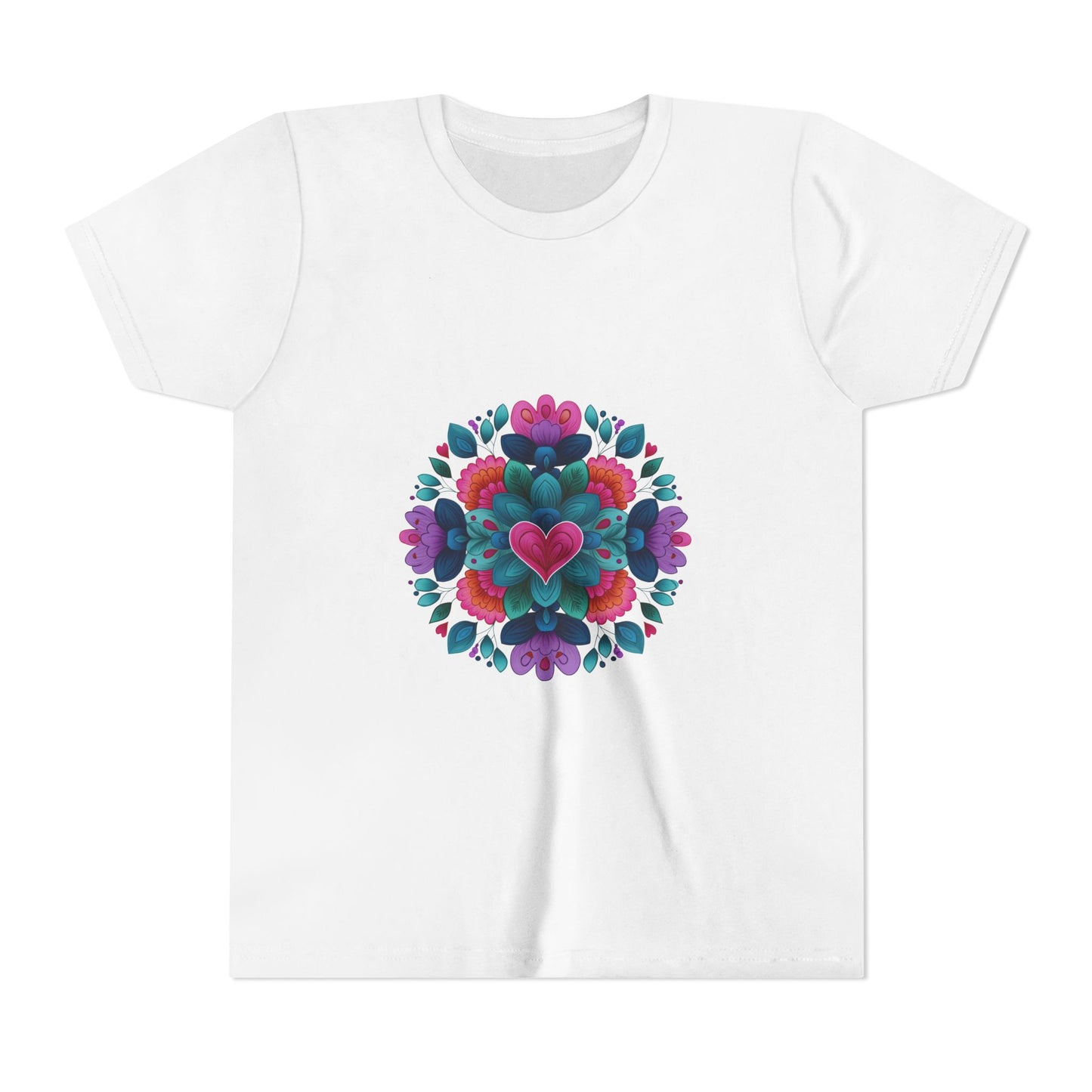 Colorful Mandala Youth Tee for Yoga I Kids T-Shirt I Summer Top I Yoga Gift for Girls I Birthday Present I Flower Graphic Tee
