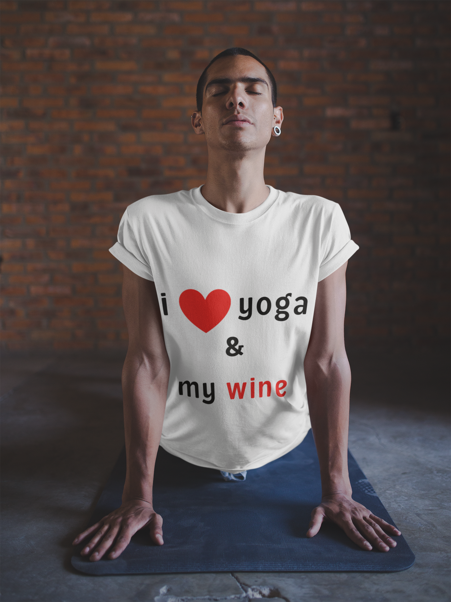 I Love Yoga & My Wine Unisex Tee - Perfect for Yogis and Wine Lovers I Funny Yoga T-Shirt I Self-Care Meditation Apparel