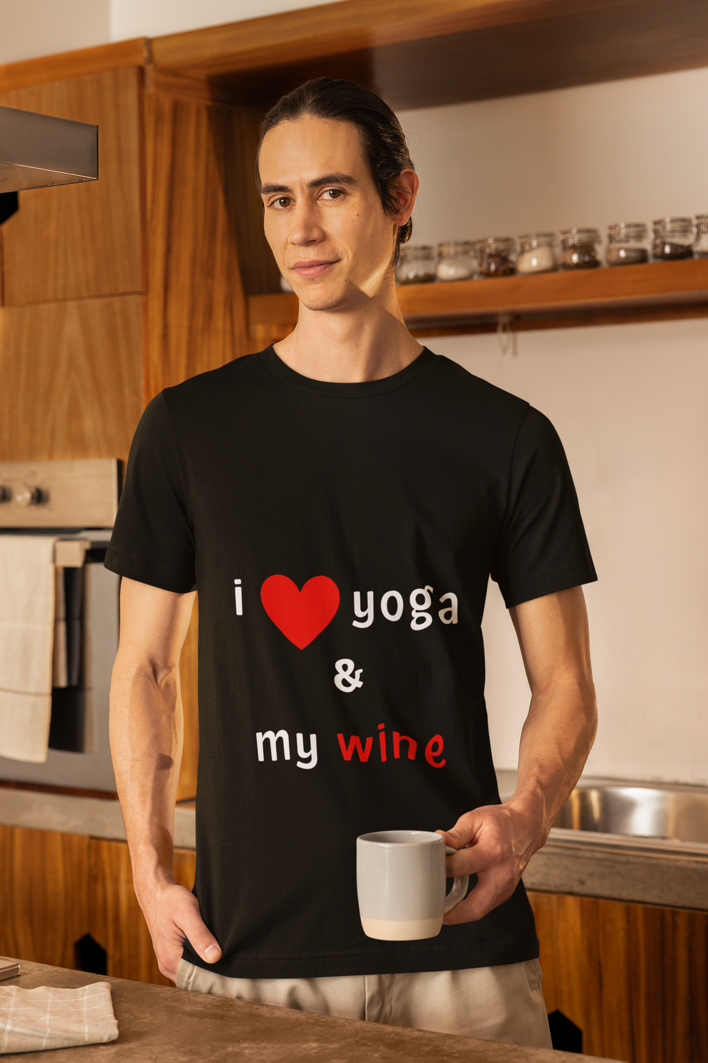 I Love Yoga & My Wine Unisex Tee - Perfect for Yogis and Wine Lovers I Funny Yoga T-Shirt I Self-Care Meditation Apparel