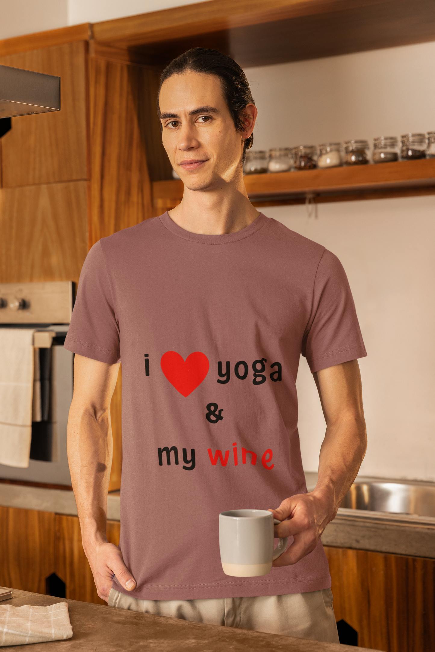 I Love Yoga & My Wine Unisex Tee - Perfect for Yogis and Wine Lovers I Funny Yoga T-Shirt I Self-Care Meditation Apparel