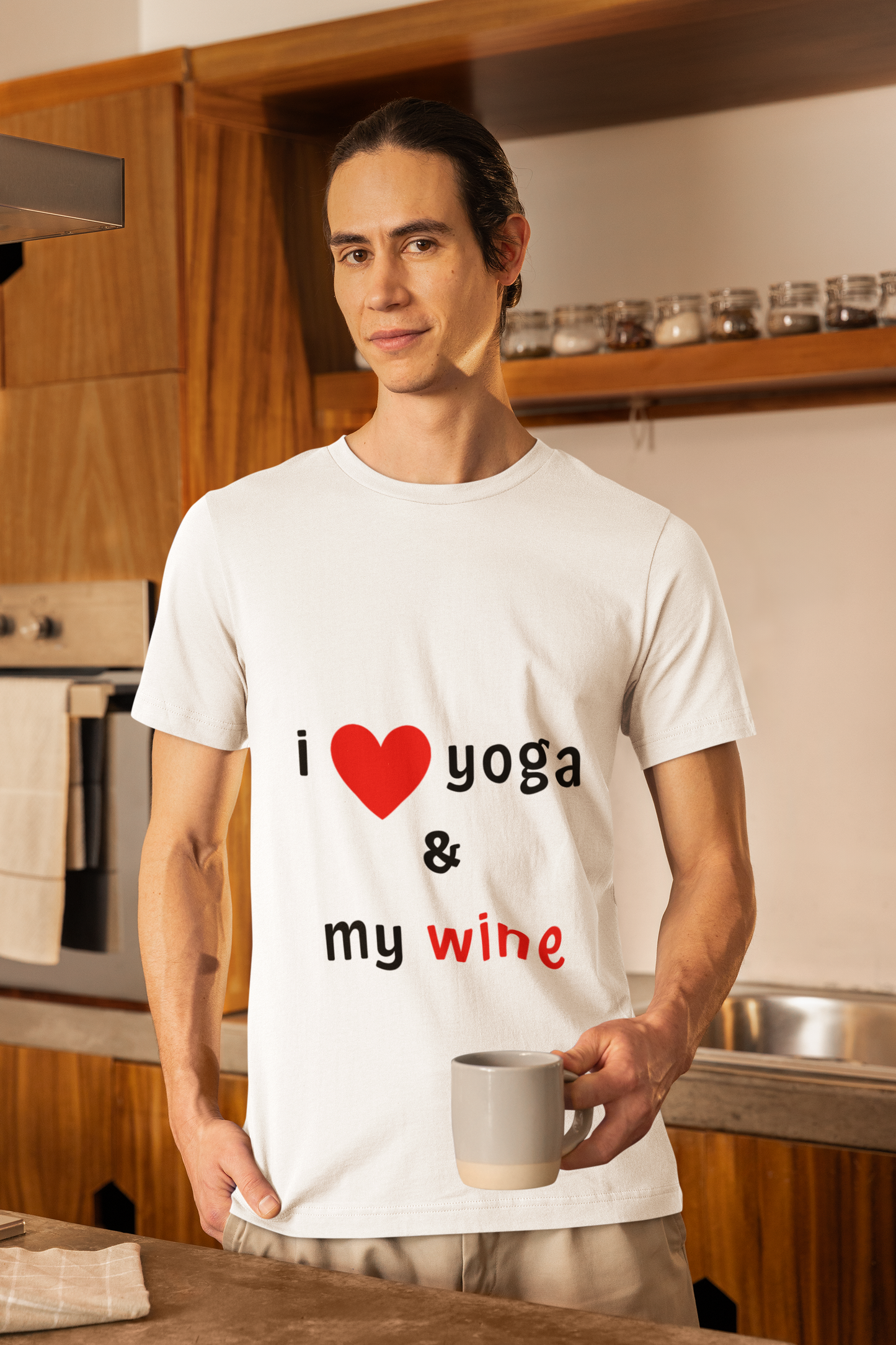 I Love Yoga & My Wine Unisex Tee - Perfect for Yogis and Wine Lovers I Funny Yoga T-Shirt I Self-Care Meditation Apparel