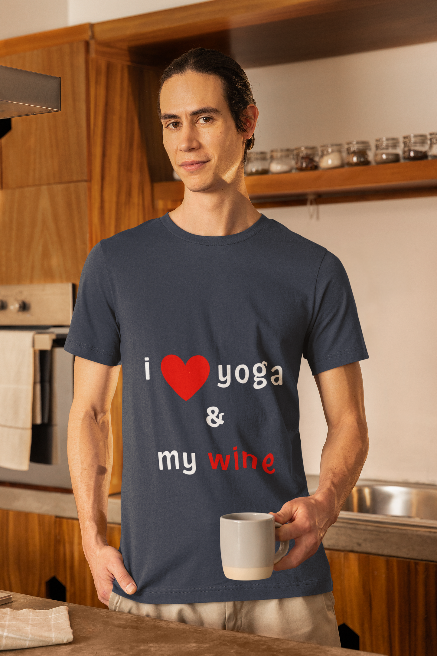 I Love Yoga & My Wine Unisex Tee - Perfect for Yogis and Wine Lovers I Funny Yoga T-Shirt I Self-Care Meditation Apparel