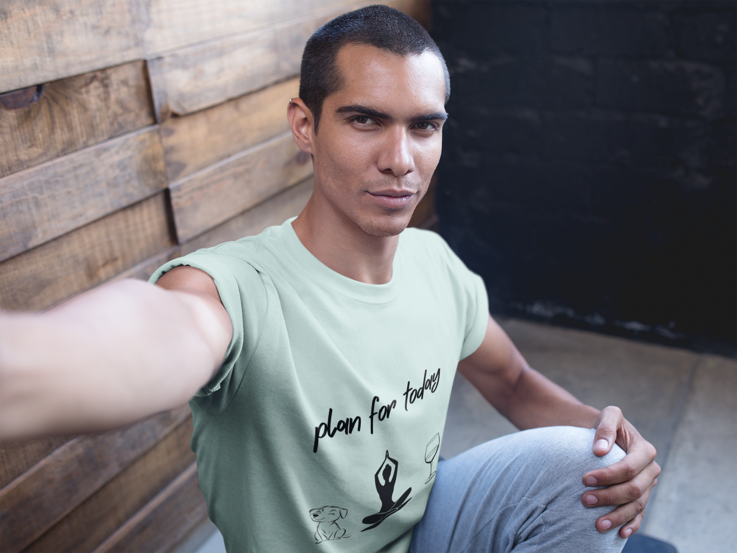 "Plan For Today" Unisex Tee I Relaxation T-Shirt I Dog & Wine Lover Gift I Meditation Yoga Humor Tee