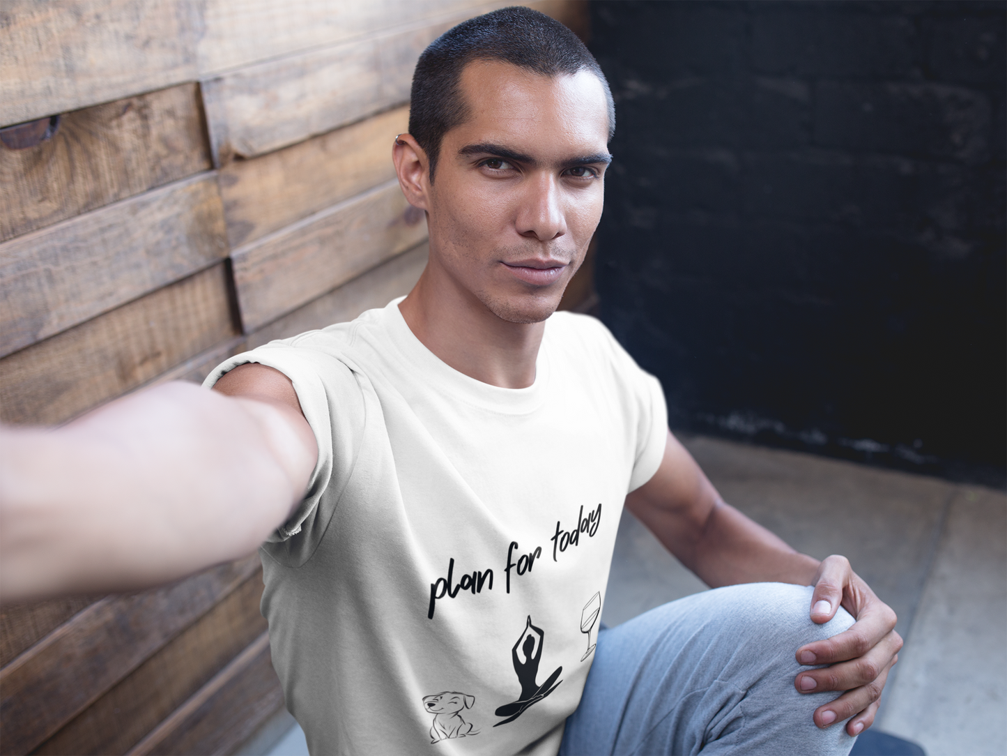 "Plan For Today" Unisex Tee I Relaxation T-Shirt I Dog & Wine Lover Gift I Meditation Yoga Humor Tee