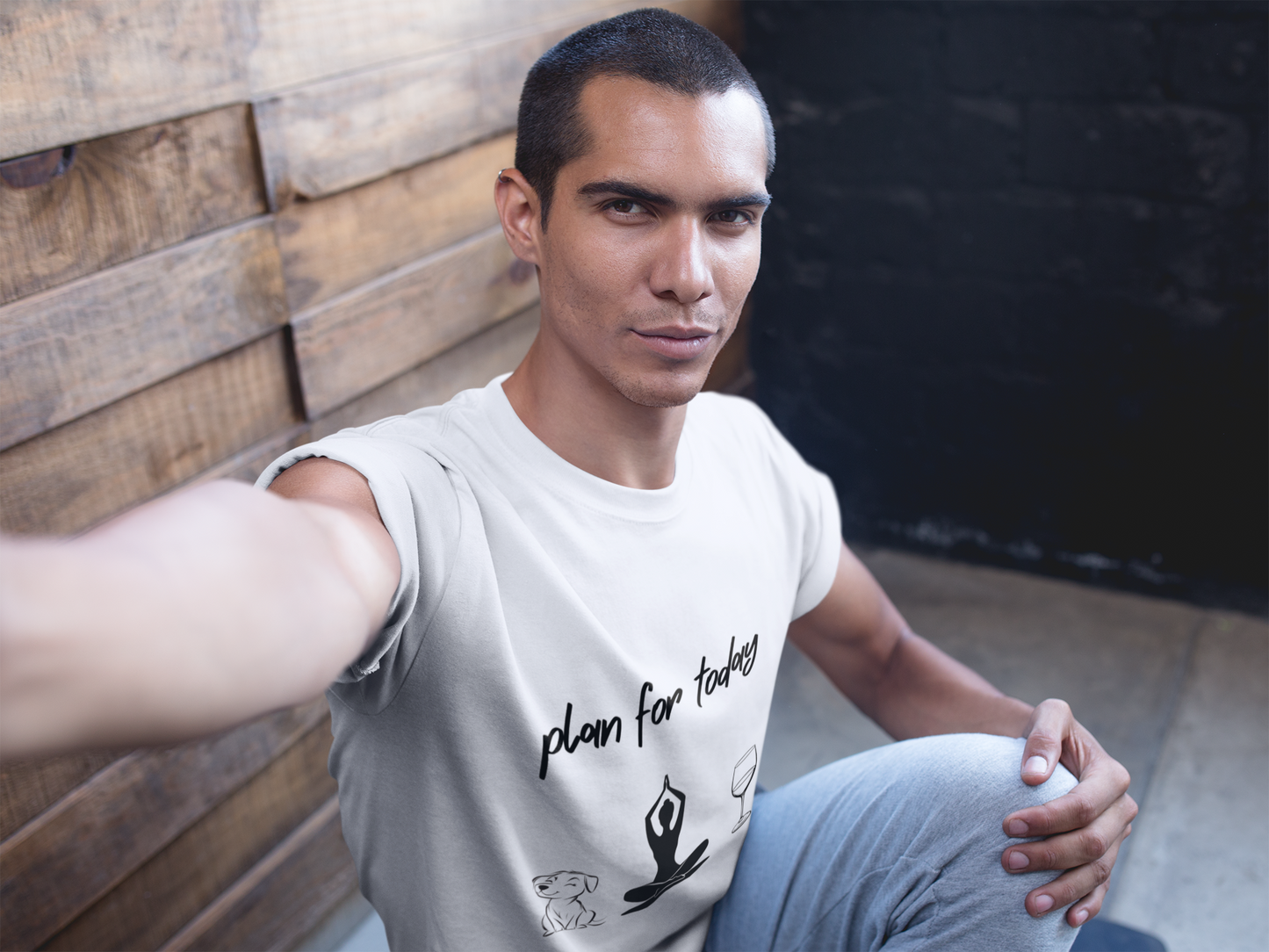 "Plan For Today" Unisex Tee I Relaxation T-Shirt I Dog & Wine Lover Gift I Meditation Yoga Humor Tee