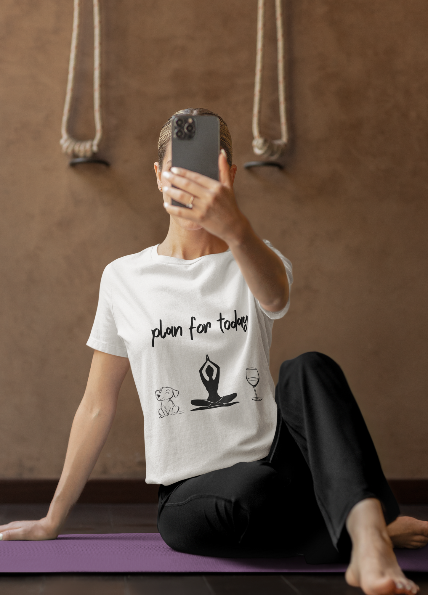 "Plan For Today" Unisex Tee I Relaxation T-Shirt I Dog & Wine Lover Gift I Meditation Yoga Humor Tee