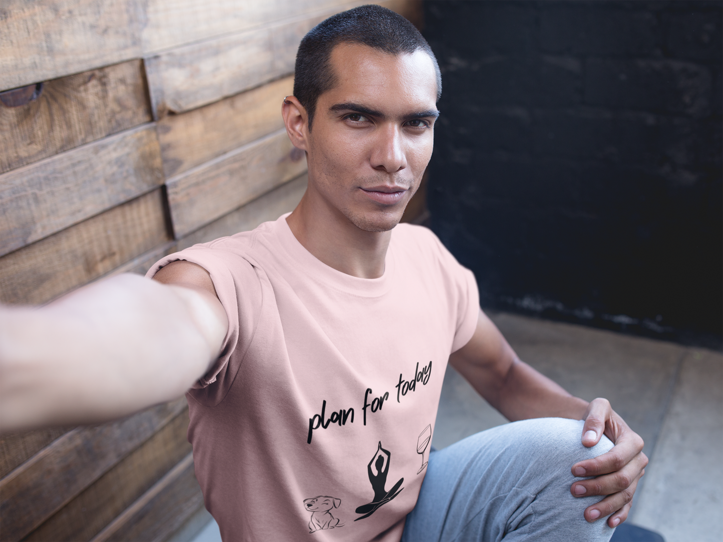 "Plan For Today" Unisex Tee I Relaxation T-Shirt I Dog & Wine Lover Gift I Meditation Yoga Humor Tee