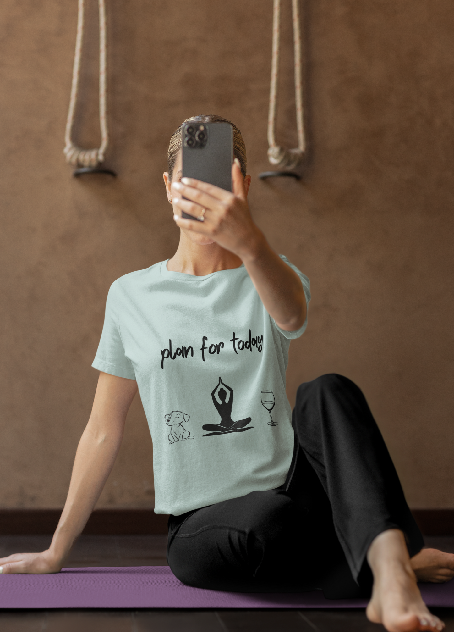 "Plan For Today" Unisex Tee I Relaxation T-Shirt I Dog & Wine Lover Gift I Meditation Yoga Humor Tee