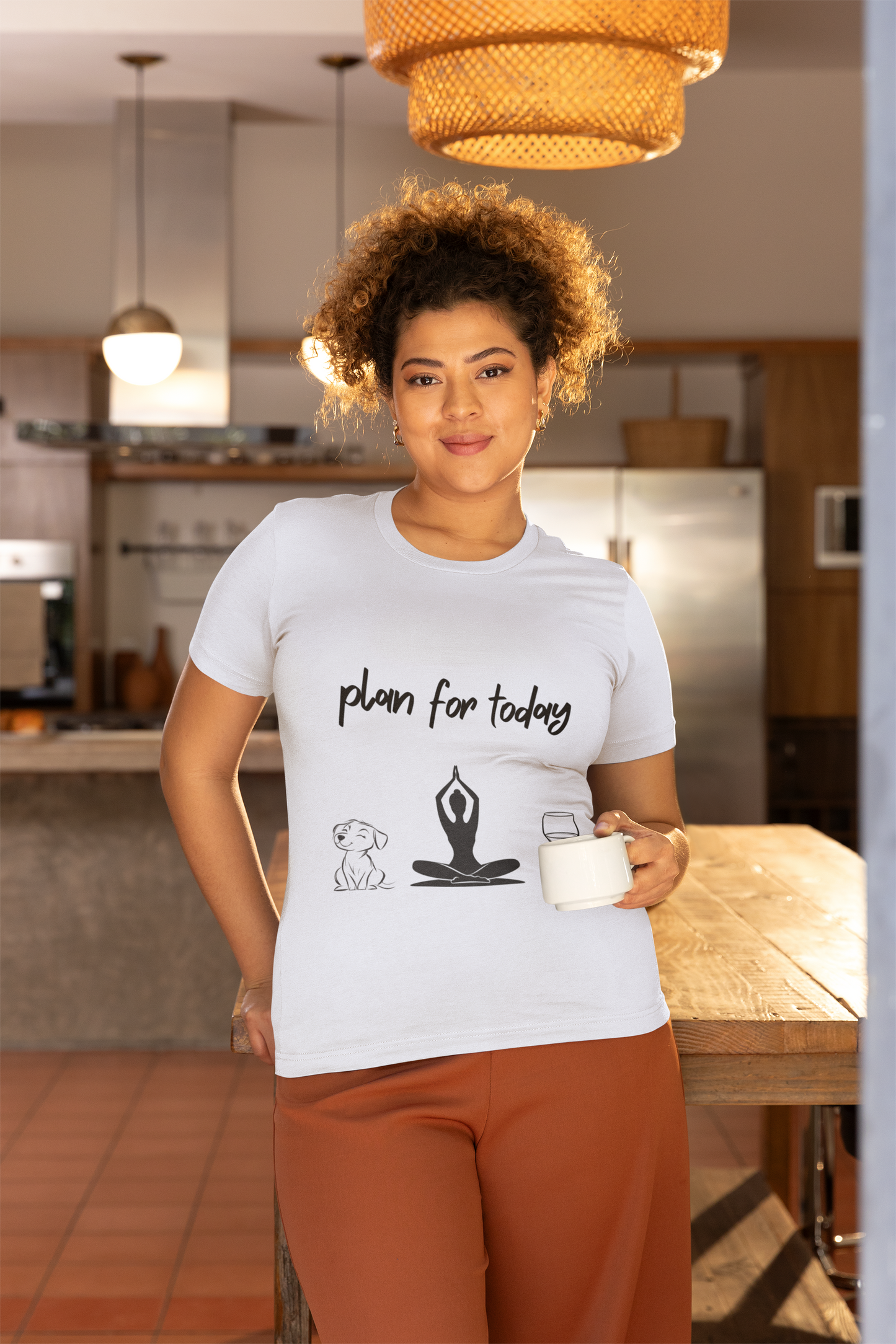 "Plan For Today" Unisex Tee I Relaxation T-Shirt I Dog & Wine Lover Gift I Meditation Yoga Humor Tee