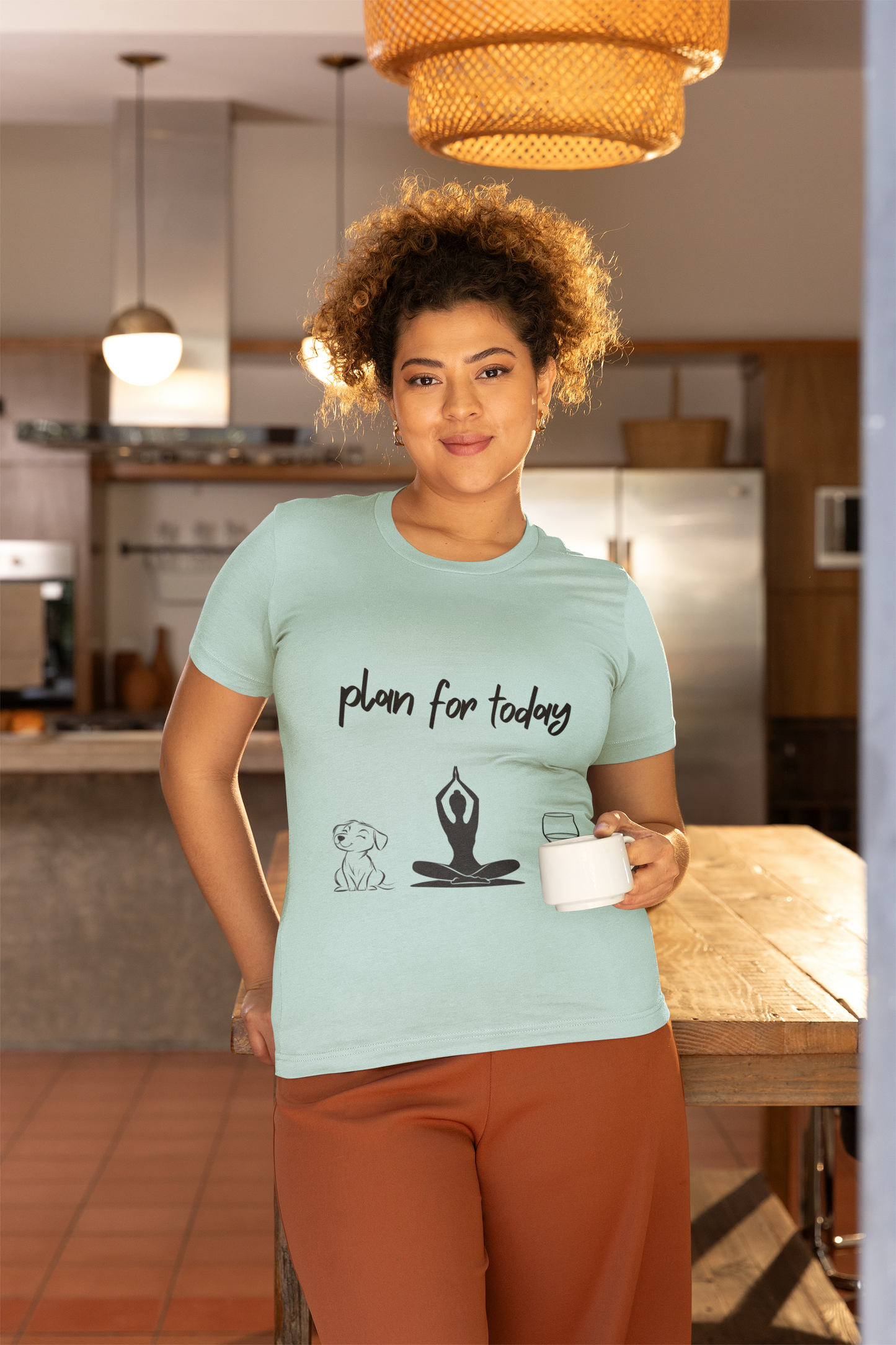 "Plan For Today" Unisex Tee I Relaxation T-Shirt I Dog & Wine Lover Gift I Meditation Yoga Humor Tee