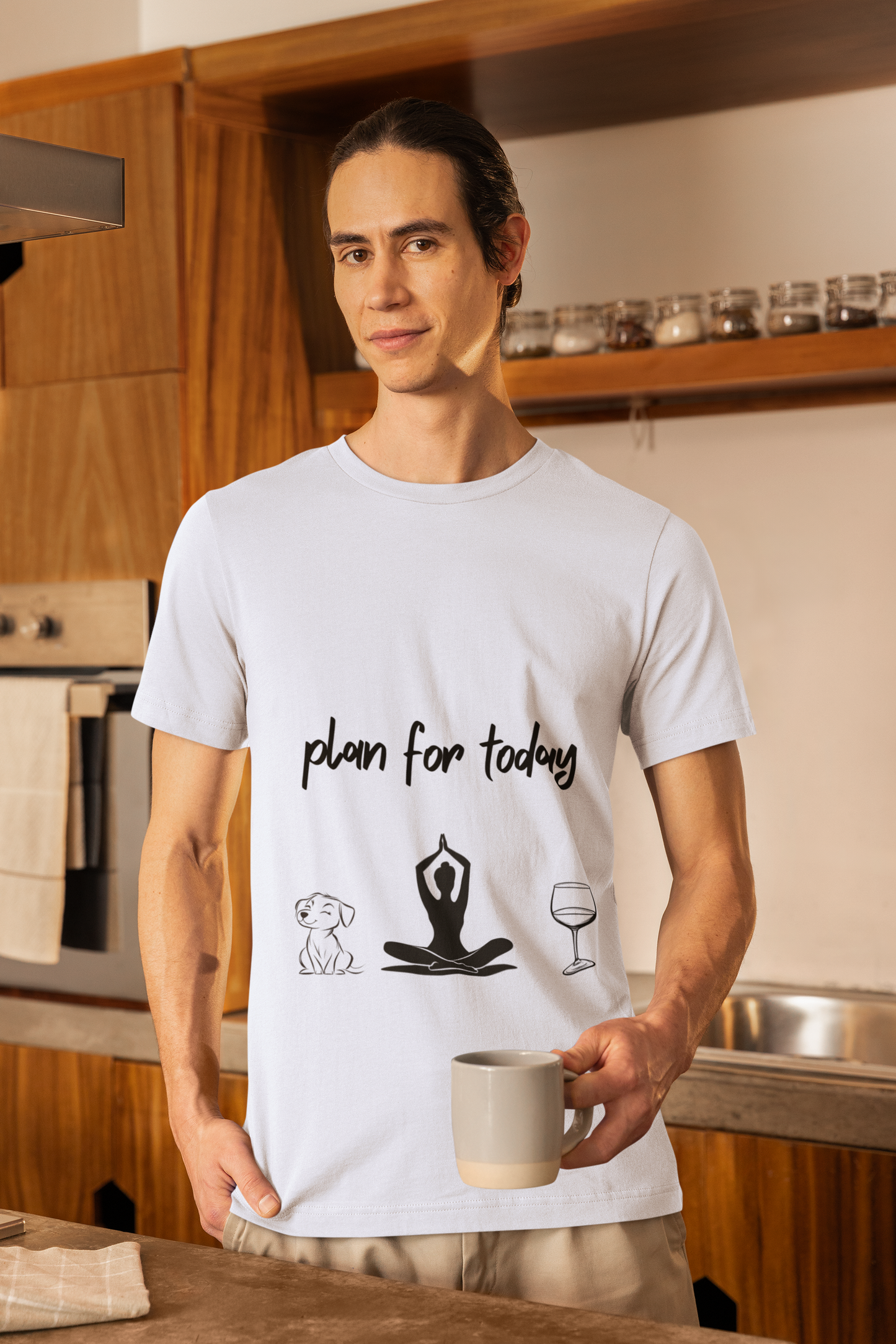 "Plan For Today" Unisex Tee I Relaxation T-Shirt I Dog & Wine Lover Gift I Meditation Yoga Humor Tee