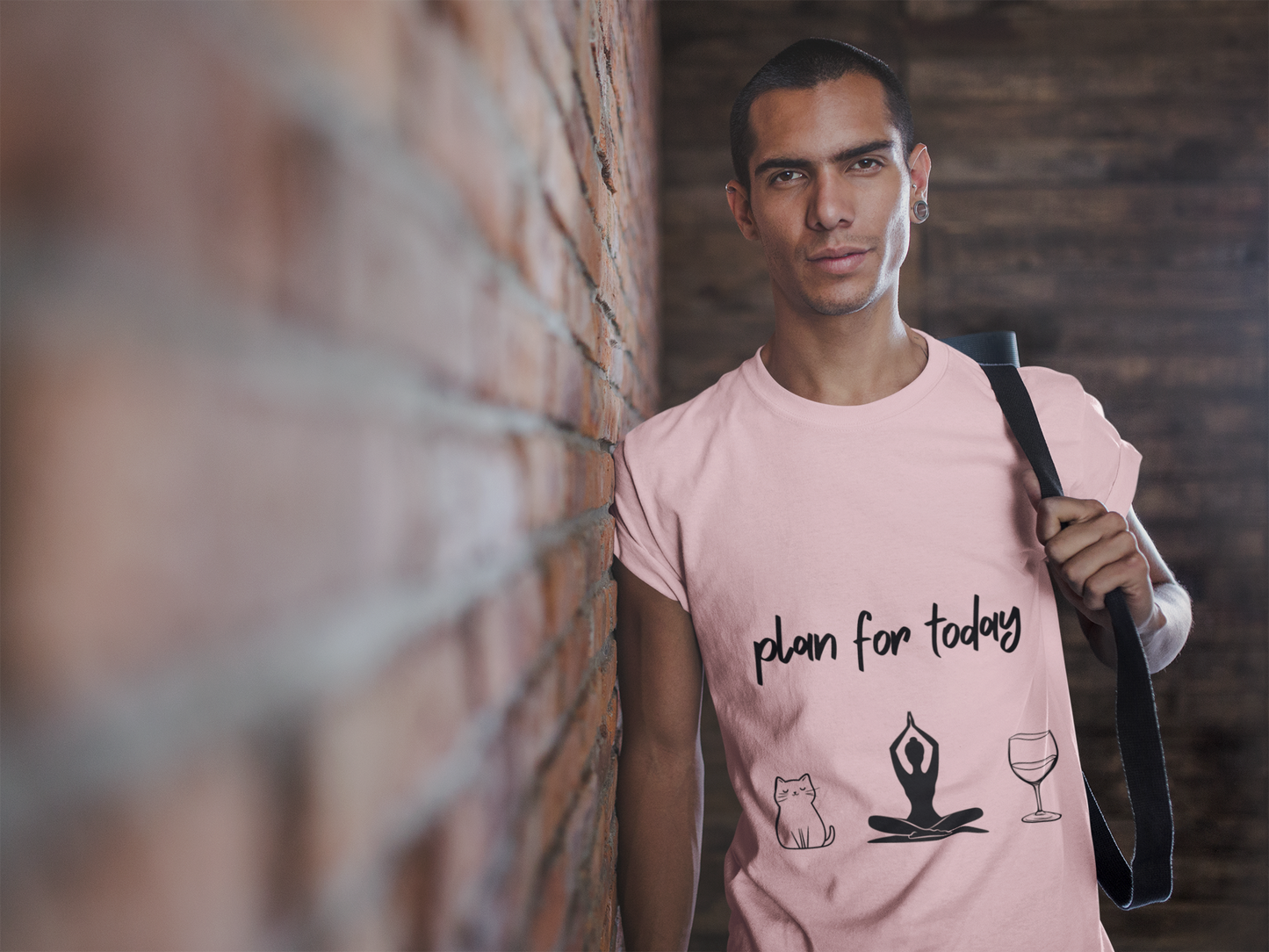 "Plan For Today" Unisex Tee I Relaxation T-Shirt I Cat & Wine Lover Gift I Yoga Humor Tee I Self-Care Meditation Apparel