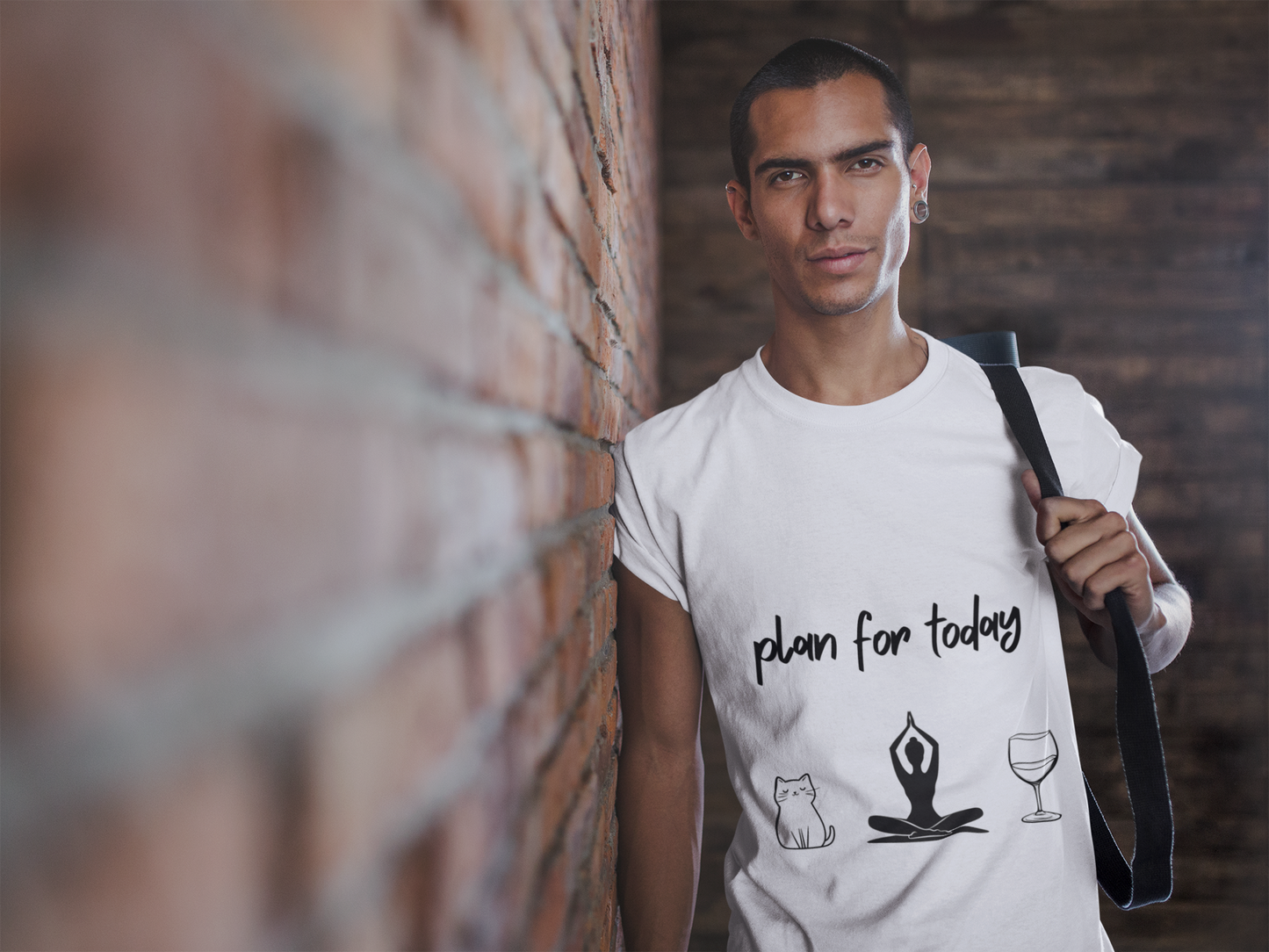"Plan For Today" Unisex Tee I Relaxation T-Shirt I Cat & Wine Lover Gift I Yoga Humor Tee I Self-Care Meditation Apparel