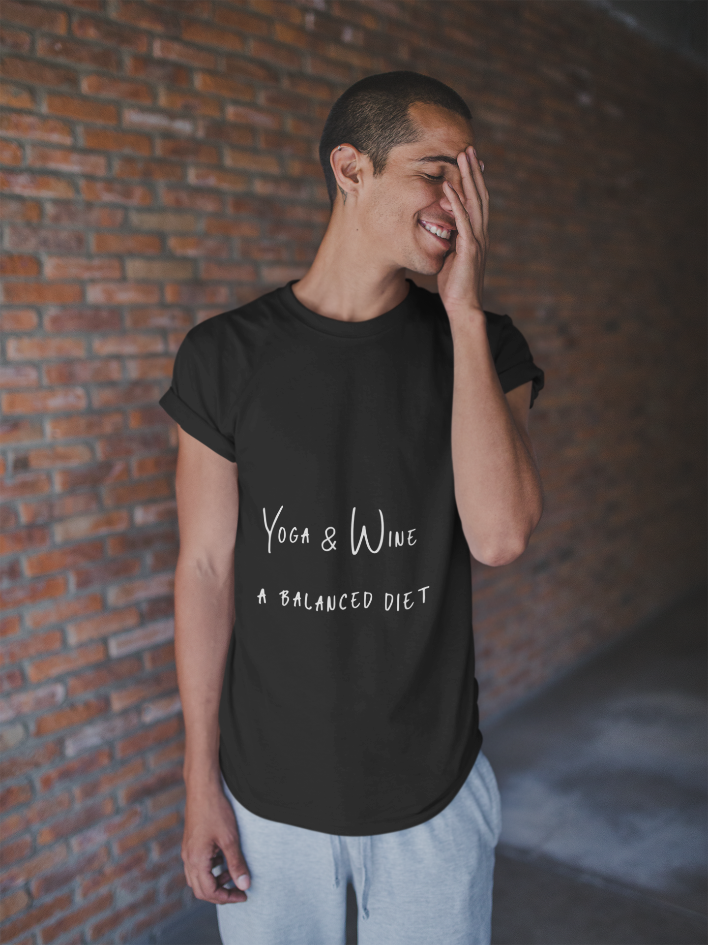 Yoga & Wine A Balanced Diet - Funny Unisex T-Shirt for Yoga Lovers I Funny Gift for Wine Enthusiast I Self-Care Meditation Apparel