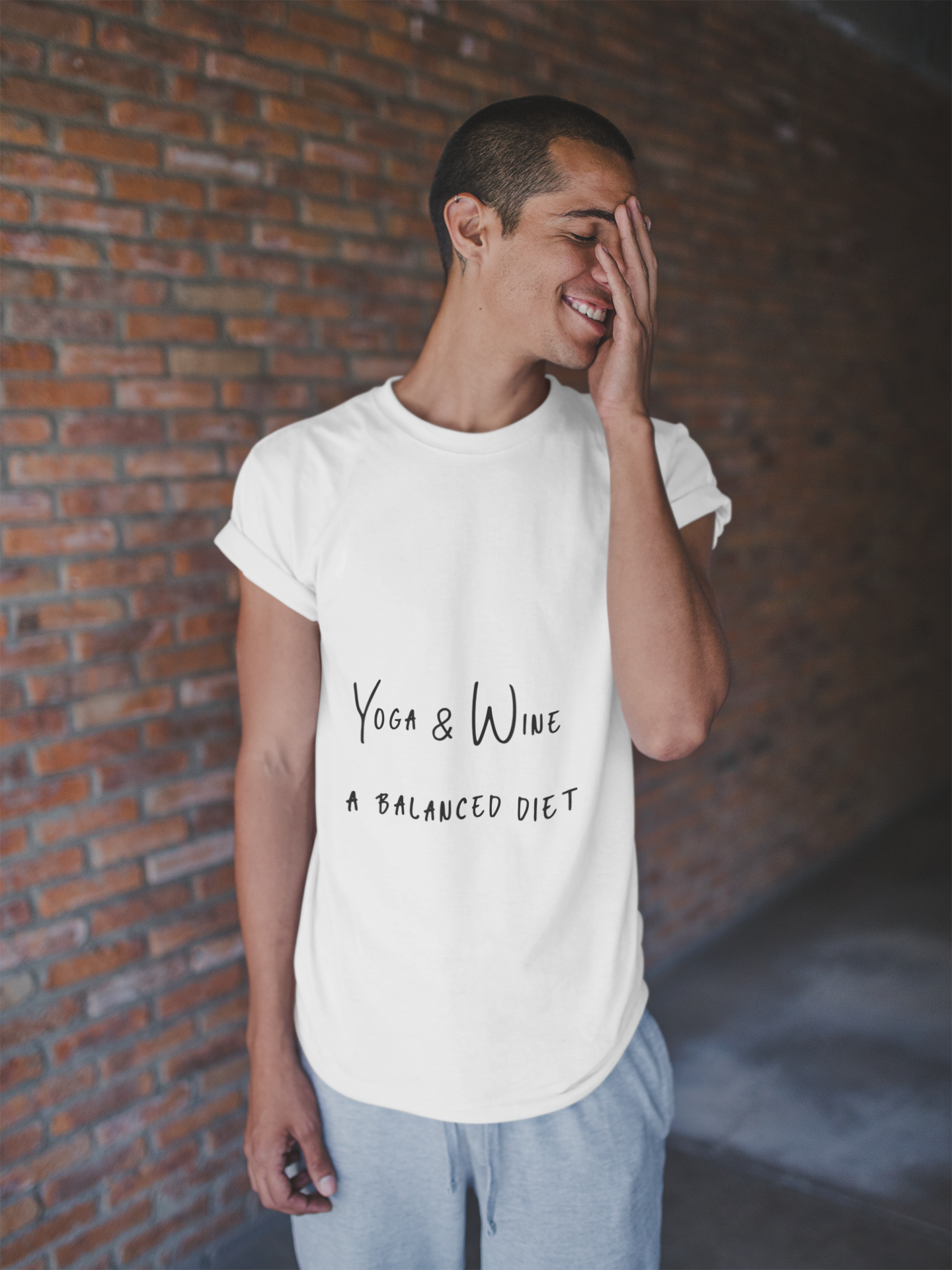 Yoga & Wine A Balanced Diet - Funny Unisex T-Shirt for Yoga Lovers I Funny Gift for Wine Enthusiast I Self-Care Meditation Apparel