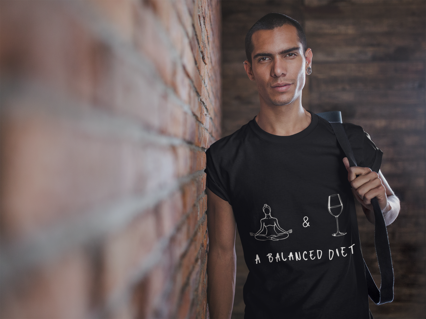 Yoga & Wine A Balanced Diet Funny Tee I T-Shirt for Yoga Lovers I Funny Gift for Wine Enthusiasts I Self-Care Meditation Apparel