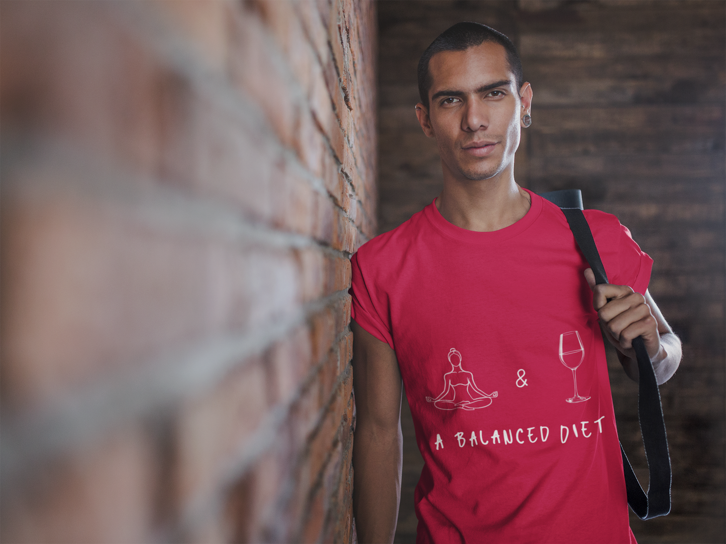 Yoga & Wine A Balanced Diet Funny Tee I T-Shirt for Yoga Lovers I Funny Gift for Wine Enthusiasts I Self-Care Meditation Apparel