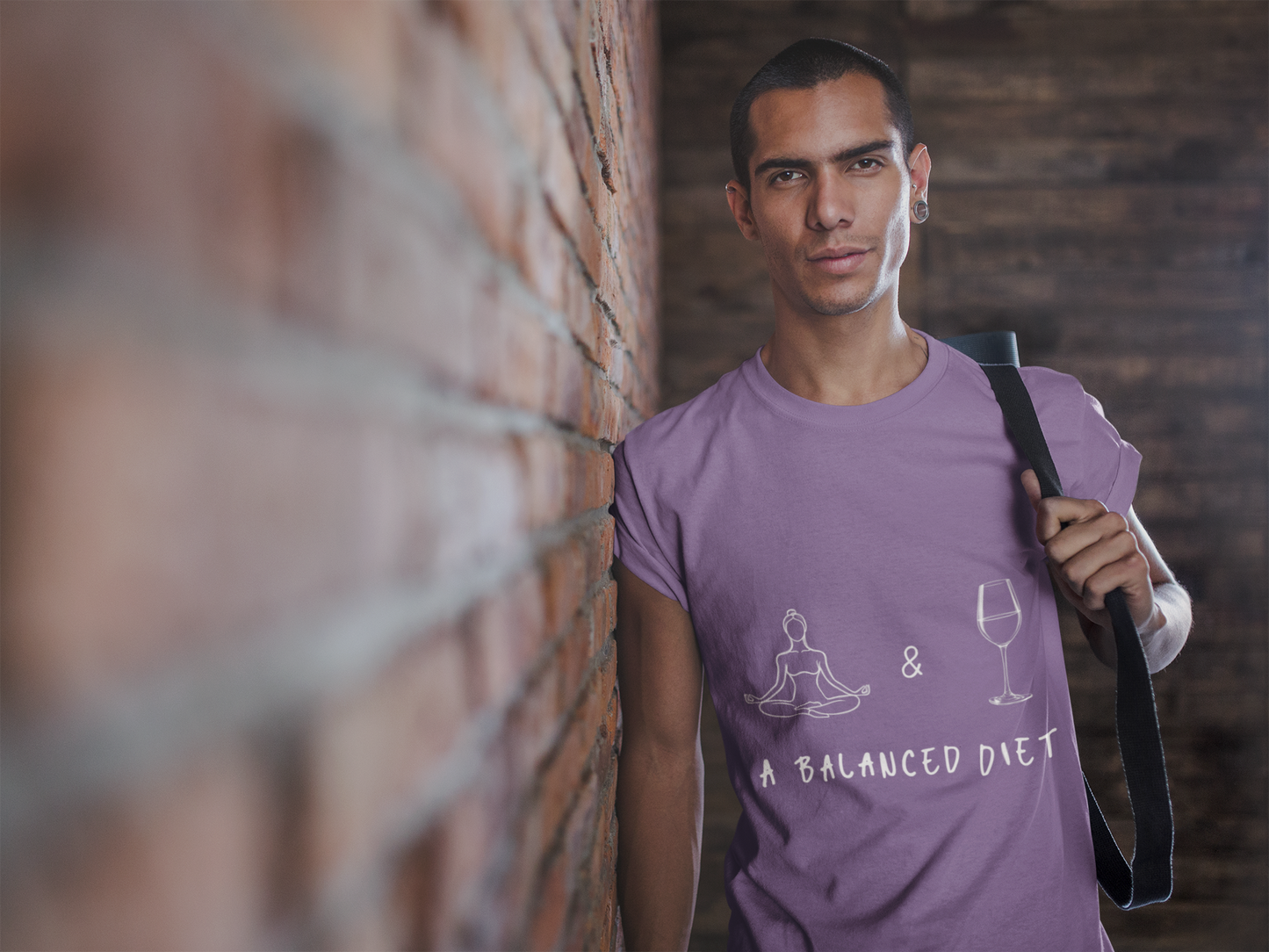 Yoga & Wine A Balanced Diet Funny Tee I T-Shirt for Yoga Lovers I Funny Gift for Wine Enthusiasts I Self-Care Meditation Apparel