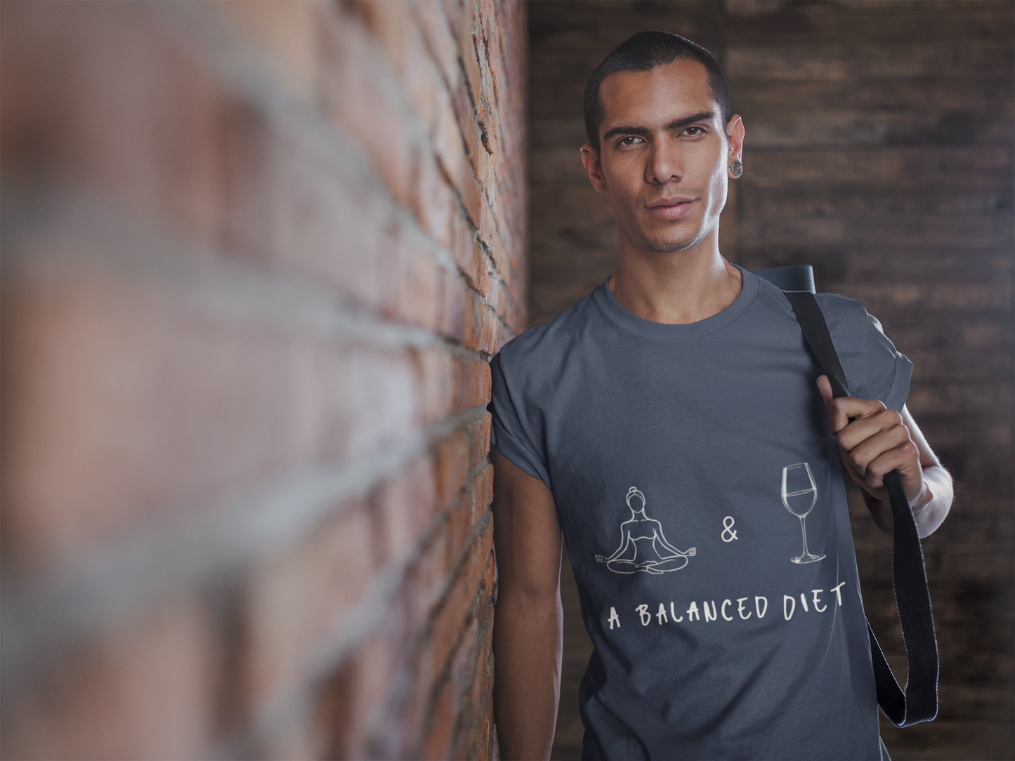 Yoga & Wine A Balanced Diet Funny Tee I T-Shirt for Yoga Lovers I Funny Gift for Wine Enthusiasts I Self-Care Meditation Apparel