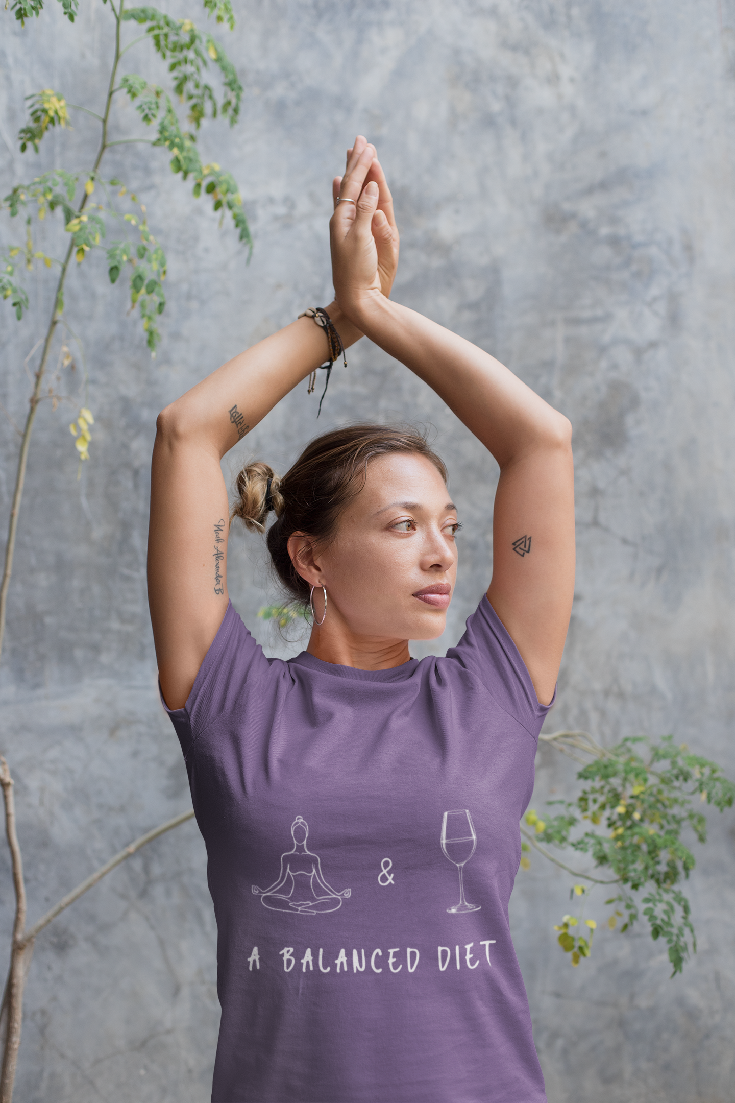 Yoga & Wine A Balanced Diet Funny Tee I T-Shirt for Yoga Lovers I Funny Gift for Wine Enthusiasts I Self-Care Meditation Apparel