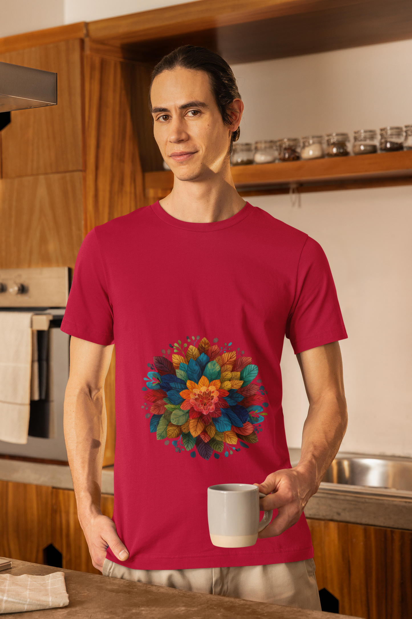 Vibrant Mandala Yoga Unisex Tee I Colorful Graphic T-Shirt I Nature Lover Gift I Yoga Self-Care Meditation Apparel