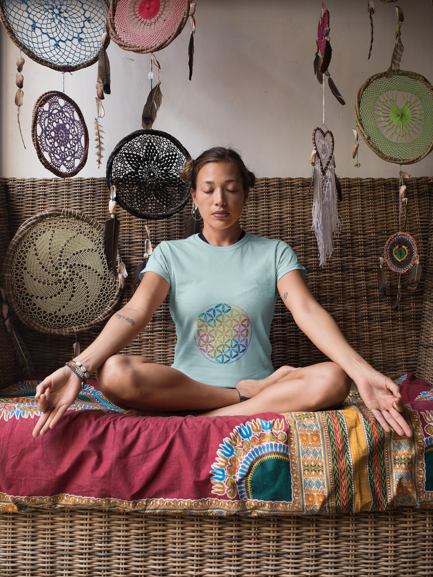 Flower of Life Tee I Spiritual & Yoga T-Shirt I Boho Graphic T-Shirt I Gift for Mindfulness I Self-Care Meditation Apparel