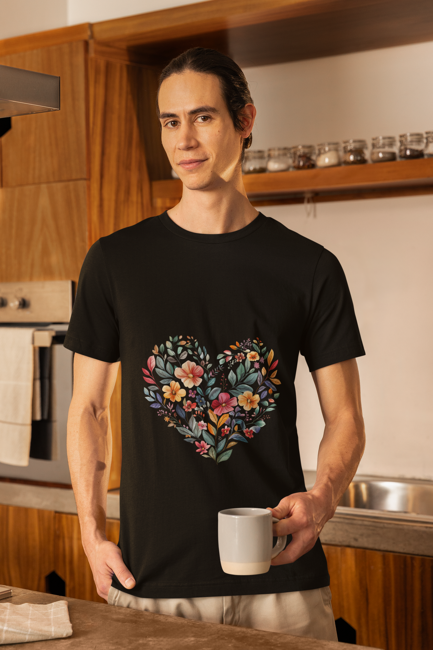 Floral Heart Mandala - Unisex Yoga Tee I Mindfulness T-Shirt for Yogis I Meditation Gift I Self-Care Apparel