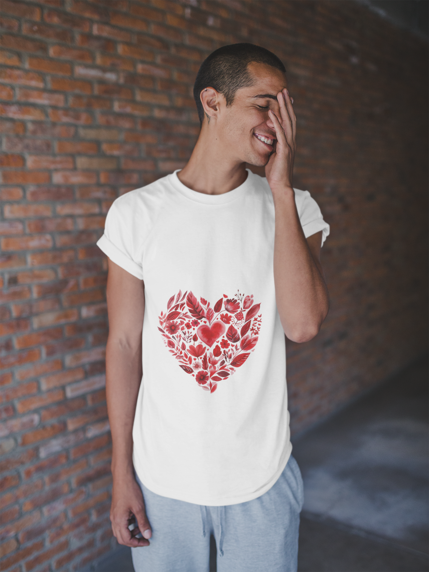 Heart Floral Unisex Yoga Tee - Perfect for Valentine’s Day I Gift for Her I Self-Care Meditation Apparel