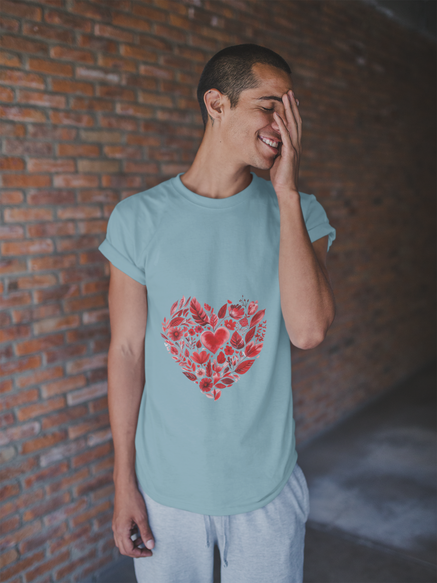 Heart Floral Unisex Yoga Tee - Perfect for Valentine’s Day I Gift for Her I Self-Care Meditation Apparel