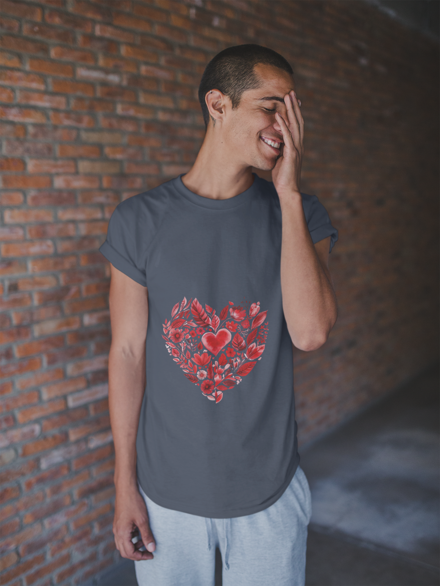 Heart Floral Unisex Yoga Tee - Perfect for Valentine’s Day I Gift for Her I Self-Care Meditation Apparel