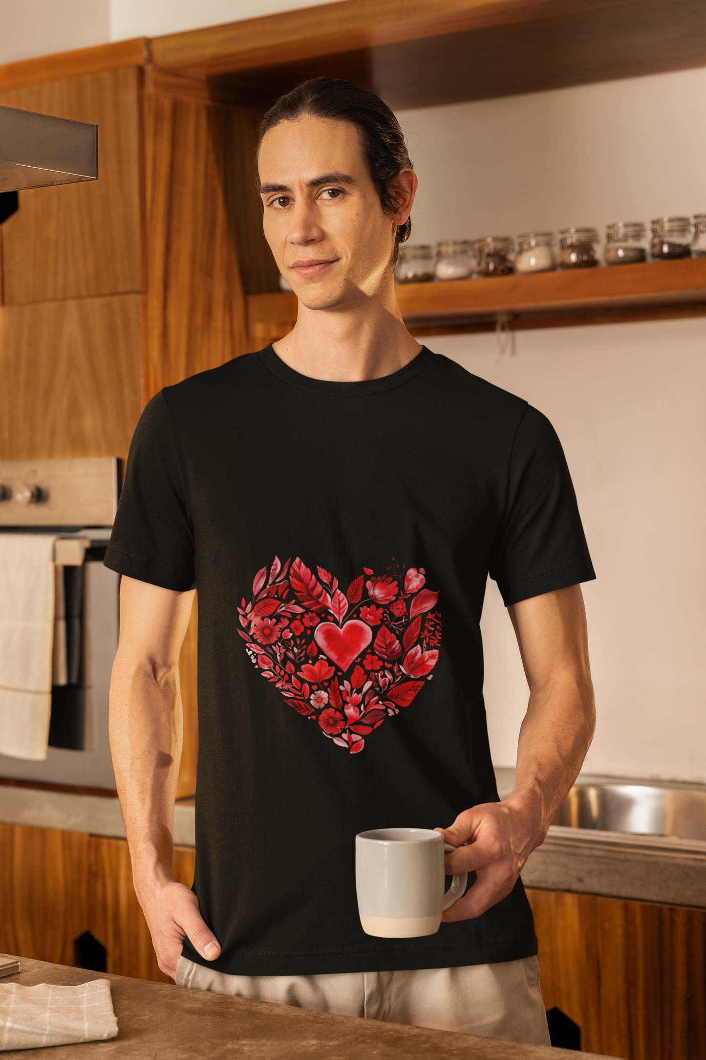 Heart Floral Unisex Yoga Tee - Perfect for Valentine’s Day I Gift for Her I Self-Care Meditation Apparel