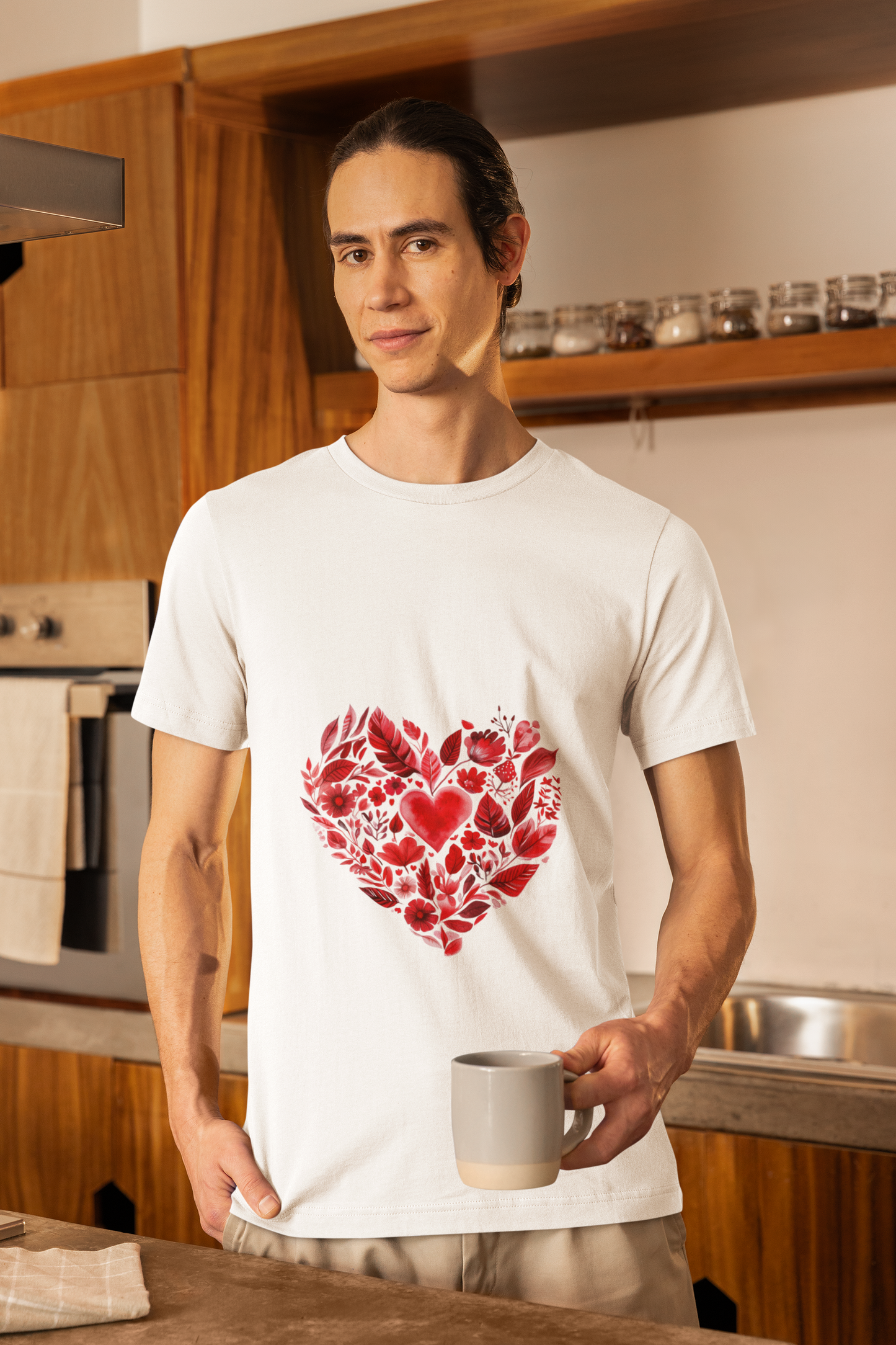 Heart Floral Unisex Yoga Tee - Perfect for Valentine’s Day I Gift for Her I Self-Care Meditation Apparel