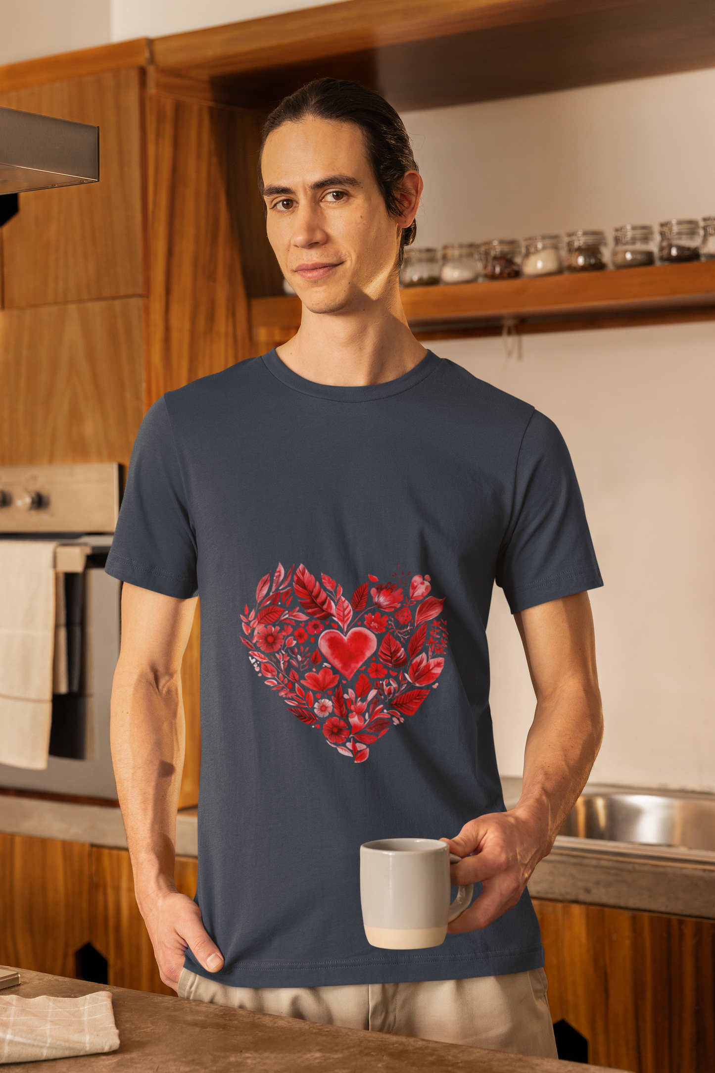 Heart Floral Unisex Yoga Tee - Perfect for Valentine’s Day I Gift for Her I Self-Care Meditation Apparel